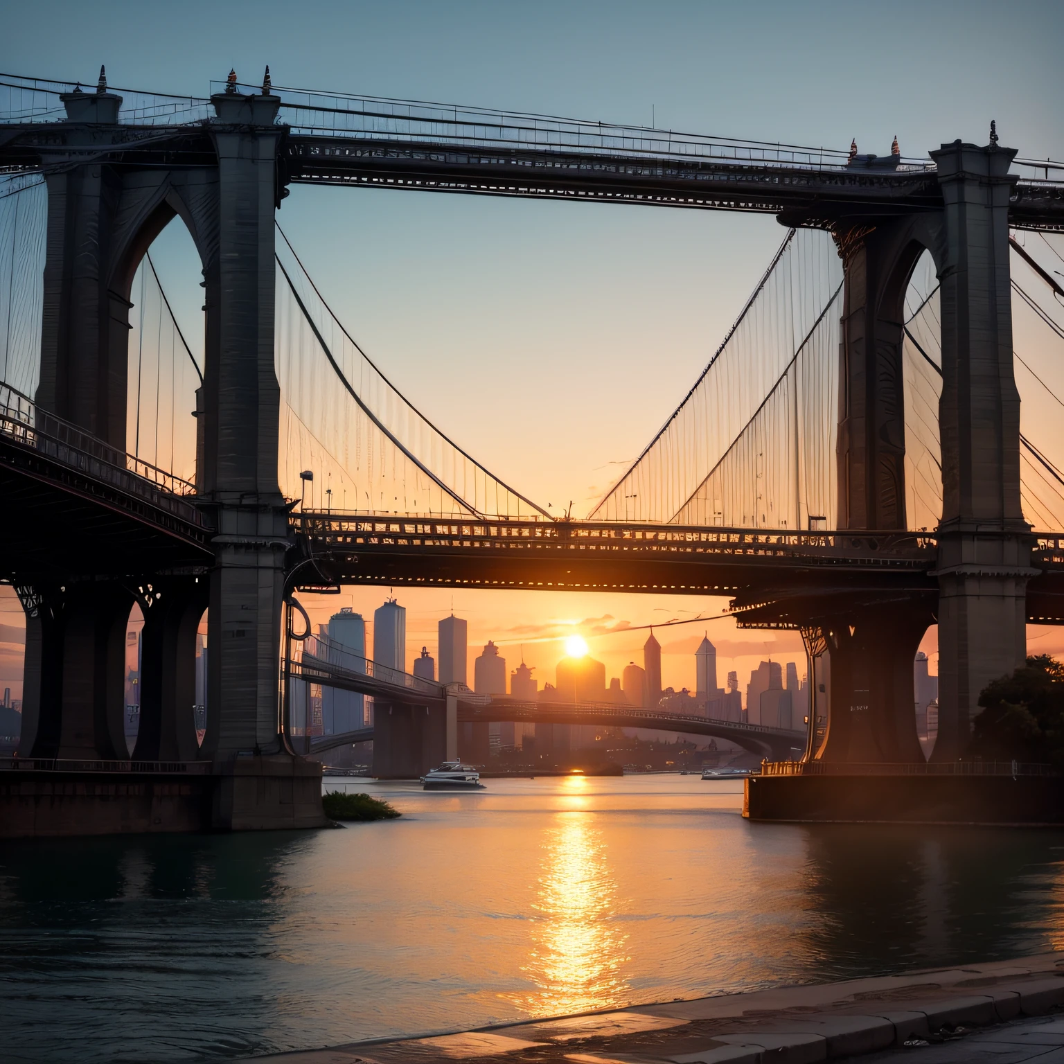 Por do sol na Ponte do Brooklyn --auto