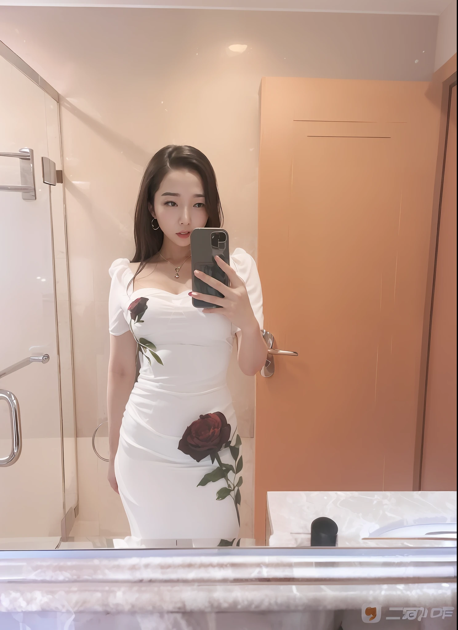 there is a woman taking a selfie in a bathroom mirror, personal profile picture, Gorgeous lady, Middle metaverse, Choi Hyun-hwa, xintong chen, 2 8 years old, sakimichan, smooth white tight clothes suit, 👅 👅, jinyiwei, 1 8 I, 2 9 years old, Profile image, wenfei ye