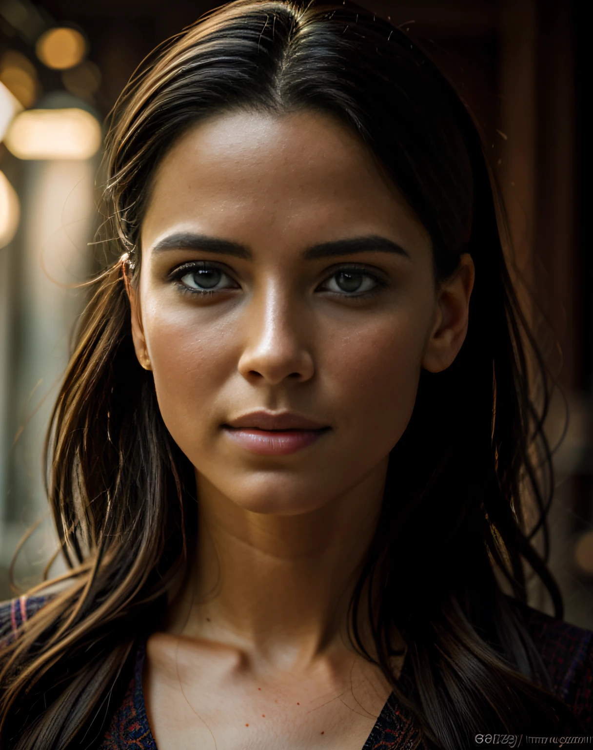 insanely photorealistic RAW photo portrait of a stunning beautiful 30yo woman in the style of Steve McCurry, award-winning, highly detailed, sharp focus, intricate, symmetrical features, perfect lighting, 4k, 8k, HD, dramatic lighting, octane render, in the style of Tom Bagshaw, Sargent, Thomas Kinkade