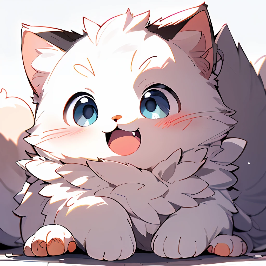 ,(Masterpiece:1.2, High quality),
No Man, cat, :3, Animal, view the viewer, Open mouth, with a pure white background, Smile