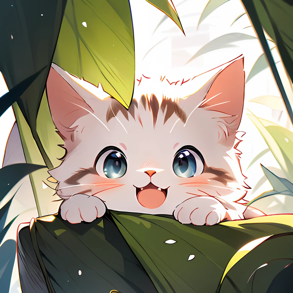 ,(Masterpiece:1.2, High quality),
No Man, cat, :3, Simple background, Animal focus, Animal, view the viewer, Open mouth, white backgrounid, Smile,Soft lines,Soft light,soft filter,Background bokeh