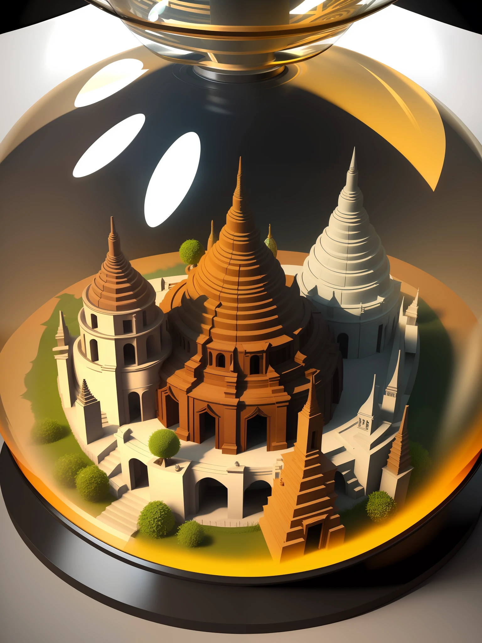 3d art style, Bagan and inside a glass globe, isometric art, bright sculptures, soft and dreamy tones, interactive artwork, realistic color scheme --ar 16:16
--s 750 --v 5.2 --style raw