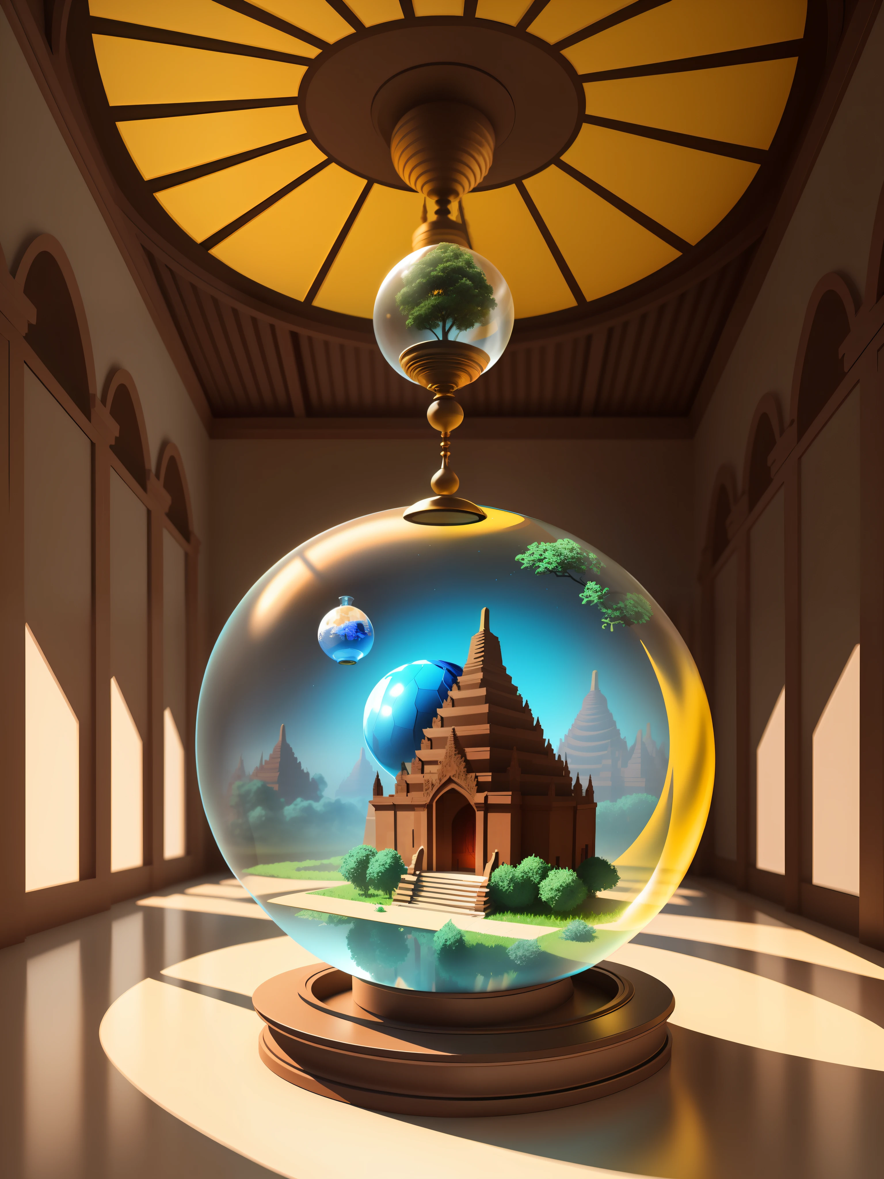 3d art style, Bagan and inside a glass globe, isometric art, bright sculptures, soft and dreamy tones, interactive artwork, realistic color scheme --ar 16:16
--s 750 --v 5.2 --style raw