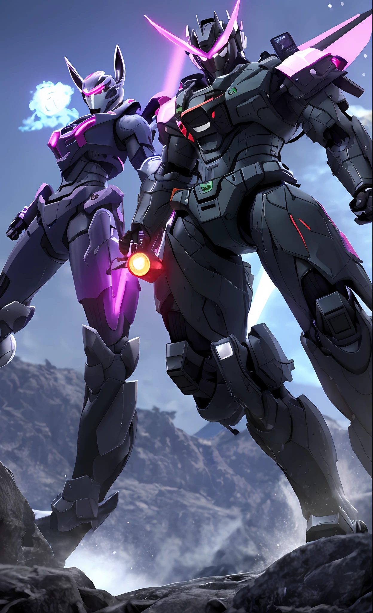 evangerion、A highly detailed「Apostle in the shape of a rabbit」3D rendering of a|cyborgs]Pink cybernetics and pink armor、nffsw、8K、Sub-surface scattering、Specular Light、Hi-Res、octane renderings、Ray traching、Pink rabbit ears、Mobilesuit、Ride Harachari、natta