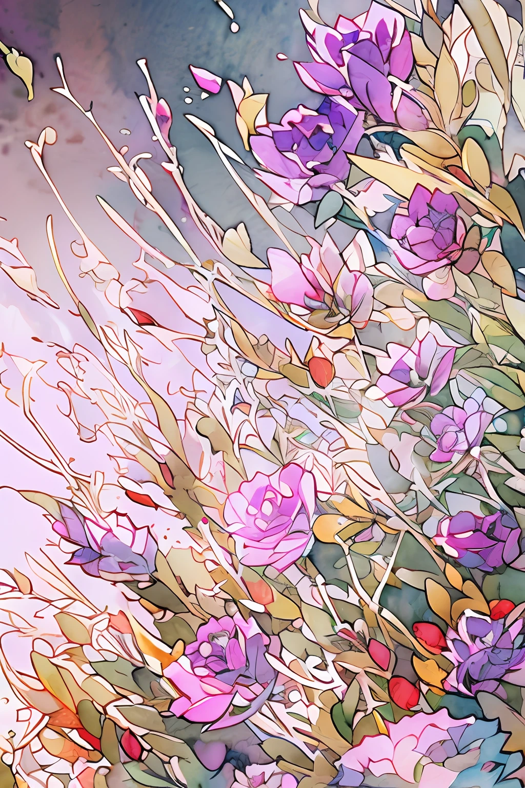 ( watercolor \(medium\), IrisCompiet:1.2),abstract background, fantasy, many colors, colorful, flower petals, wind blowing,masterpiece, best quality, (extremely detailed CG unity 8k wallpaper), (best quality), (best illustration), (best shadow), absurdres, realistic lighting, (Abyss), beautiful detailed glow,clear face, clean white background, masterpiece, super detail, epic composition, ultra HD, high quality, extremely detailed, official art, uniform 8k wallpaper, super detail, 32k -- v 6