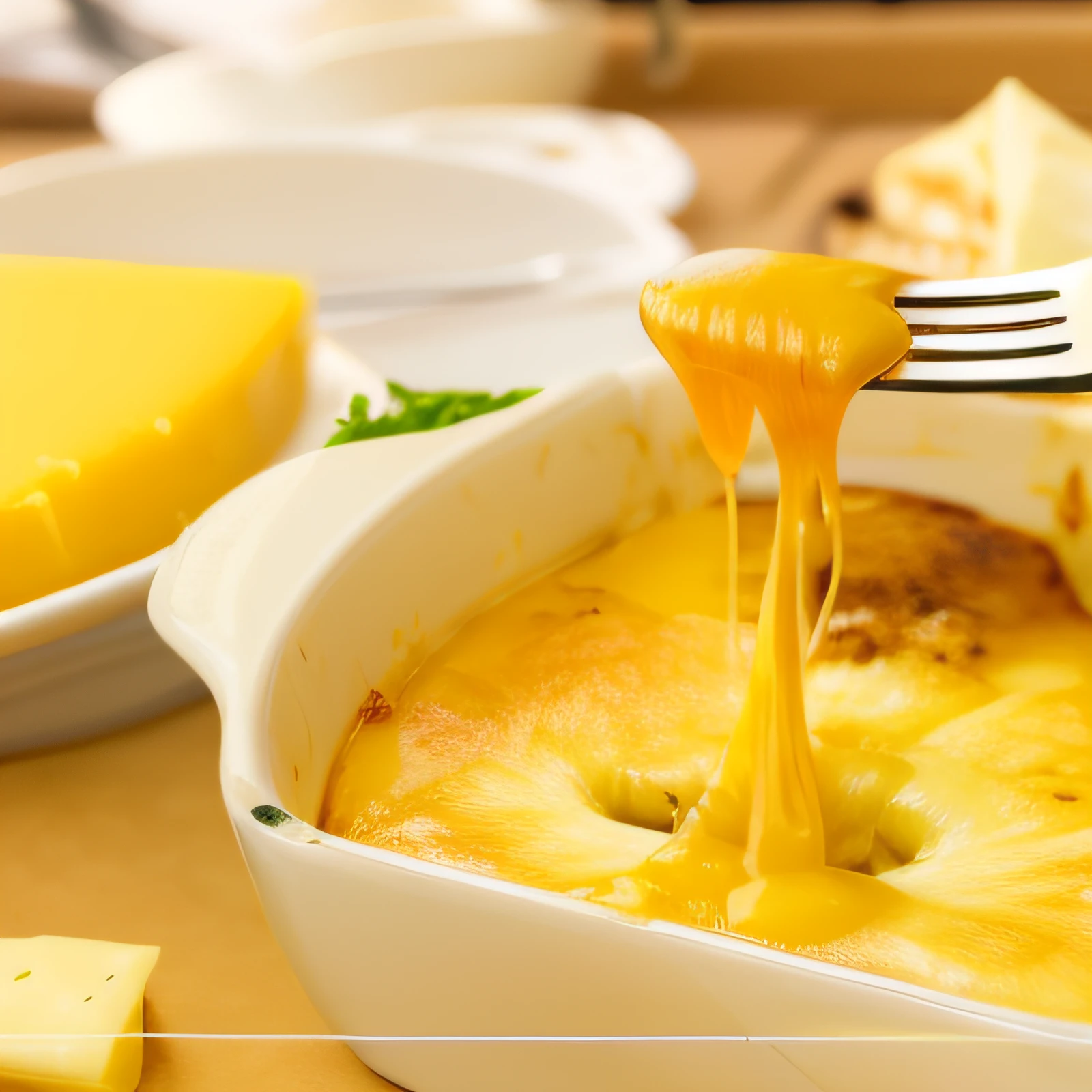 There is a fork that lifts a piece of cheese from the casserole, cheesy, melted cheese, melted cheese, melted cheddar, recipe, (Cheese), Deleite para la vista, Cheese, made of cheese, easy, pastie, Tilamuk cheese, eating cheese, molten, gooey, glazed, Cheeky, ❤🔥🍄🌪, artistation render, Delicious