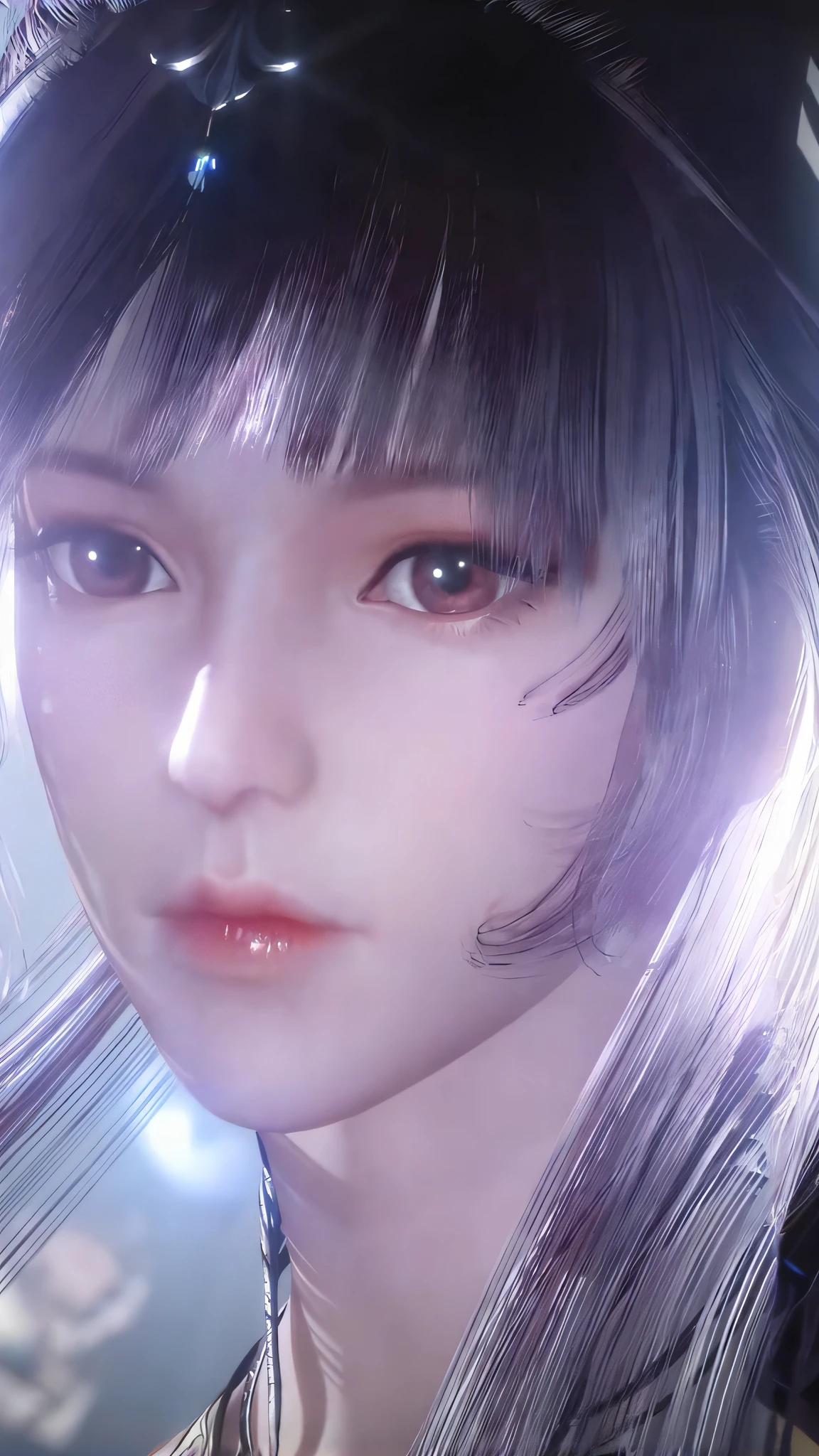 Anime girl with black hair and black hat with flowers on her hair, Smooth anime CG art, photorealistic anime girl rendering, 3 d anime realistic, anime cgi, Game CG, dead or alive 6, 8K Artgerm bokeh, lineage 2 revolution style, hyper realistic anime, Super detailed content : face, 8K highly detailed face