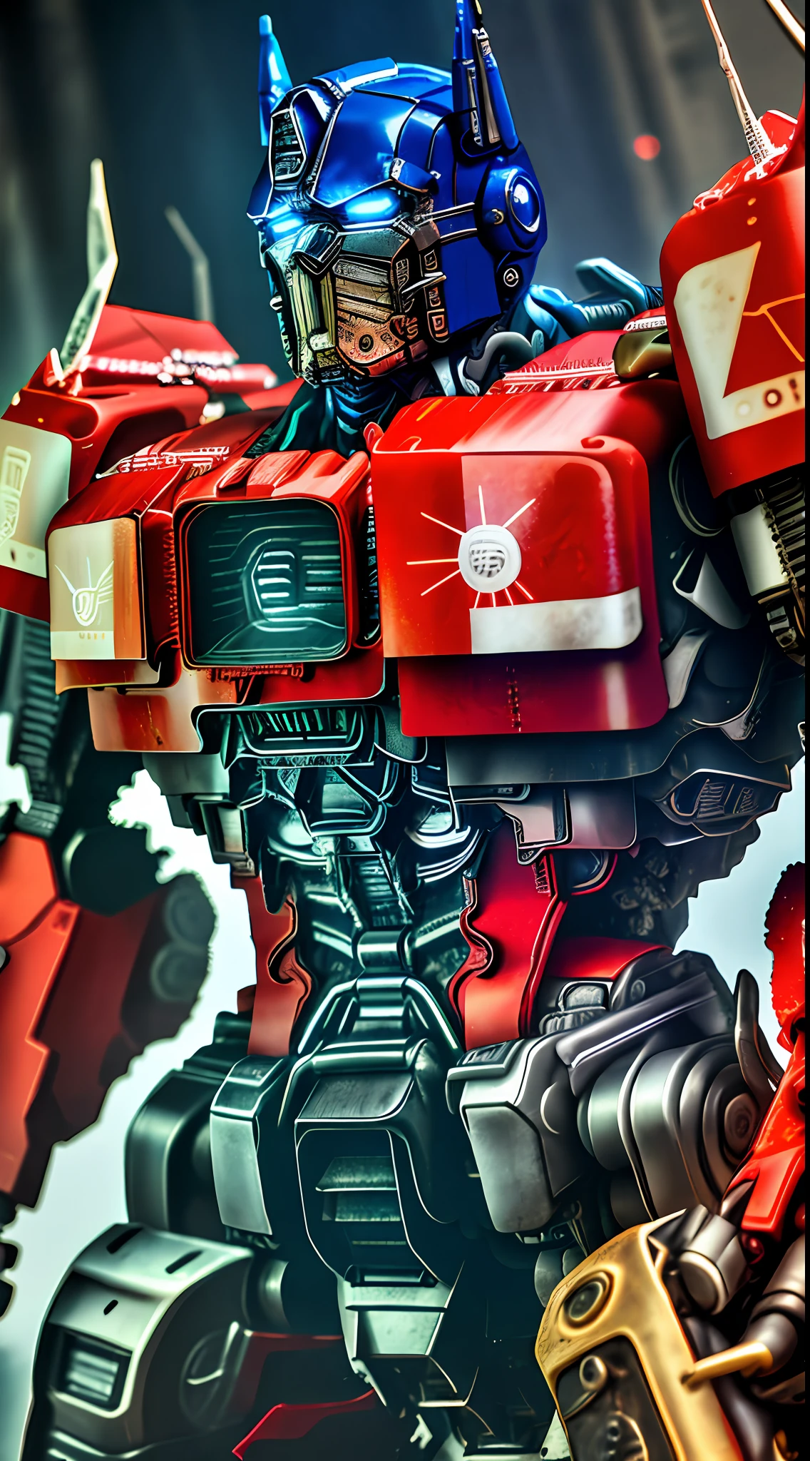 easynegative, (bad-hands-5:0.7), anime, old, low quality, close up, nsfw, monochrome, censored, 1boy, no humans, portrait of optms, glowing eyes, blue eyes, mecha, robot, volumetric lighting, best quality, masterpiece, hand painted textures, intricate details, realistic