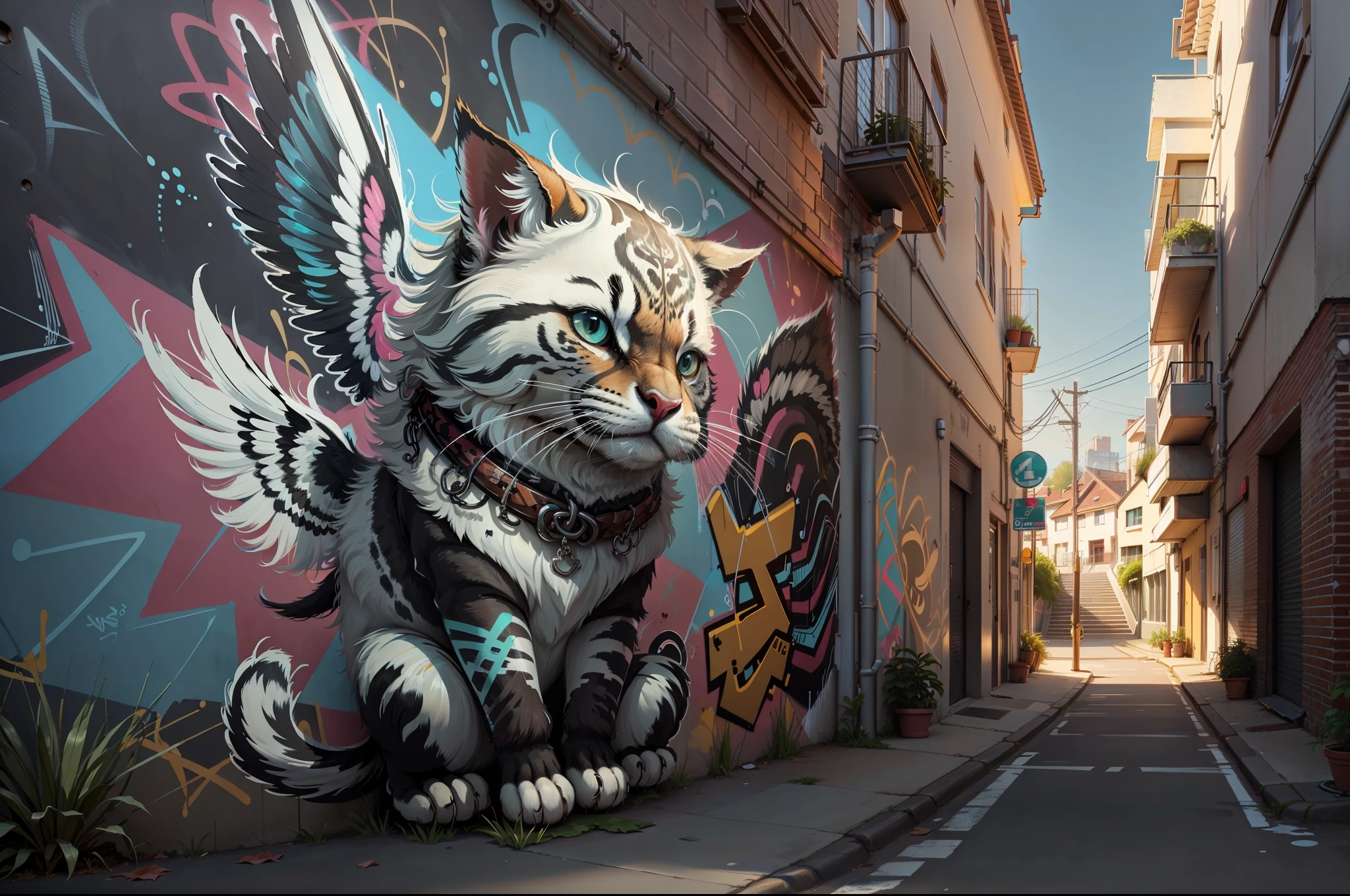 graffiti street wall art of cute animals