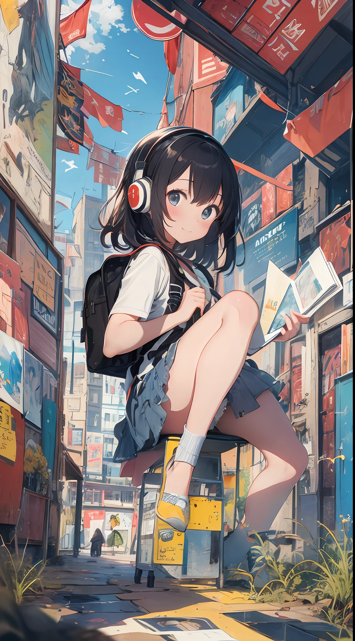 She created an amazing image of a girl who dreams of flying in the sky with her pet dragon. The images have a colorful and whimsical atmosphere, And the girl and the dragon look very happy and free. The image has、There are also details that indicate the character and hobbies of the girl, Her headphones and more, Her backpack, and her sketchbook. The image impressed the judges and readers with its originality and creativity.