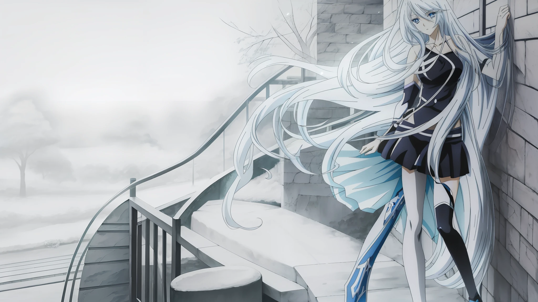 Anime girl with blue eyes and leaning against the wall, Beautiful anime girl, hd anime wallpaper, anime digital art, anime hd wallpaper, Anime girl, black and white manga style, high definition anime art, Beautiful anime woman, advanced anime digital art, attractive anime girls, Anime manga robot!! Anime girl, style of anime4 K, anime wallpaper,perfect bodies,Best Picture Quality