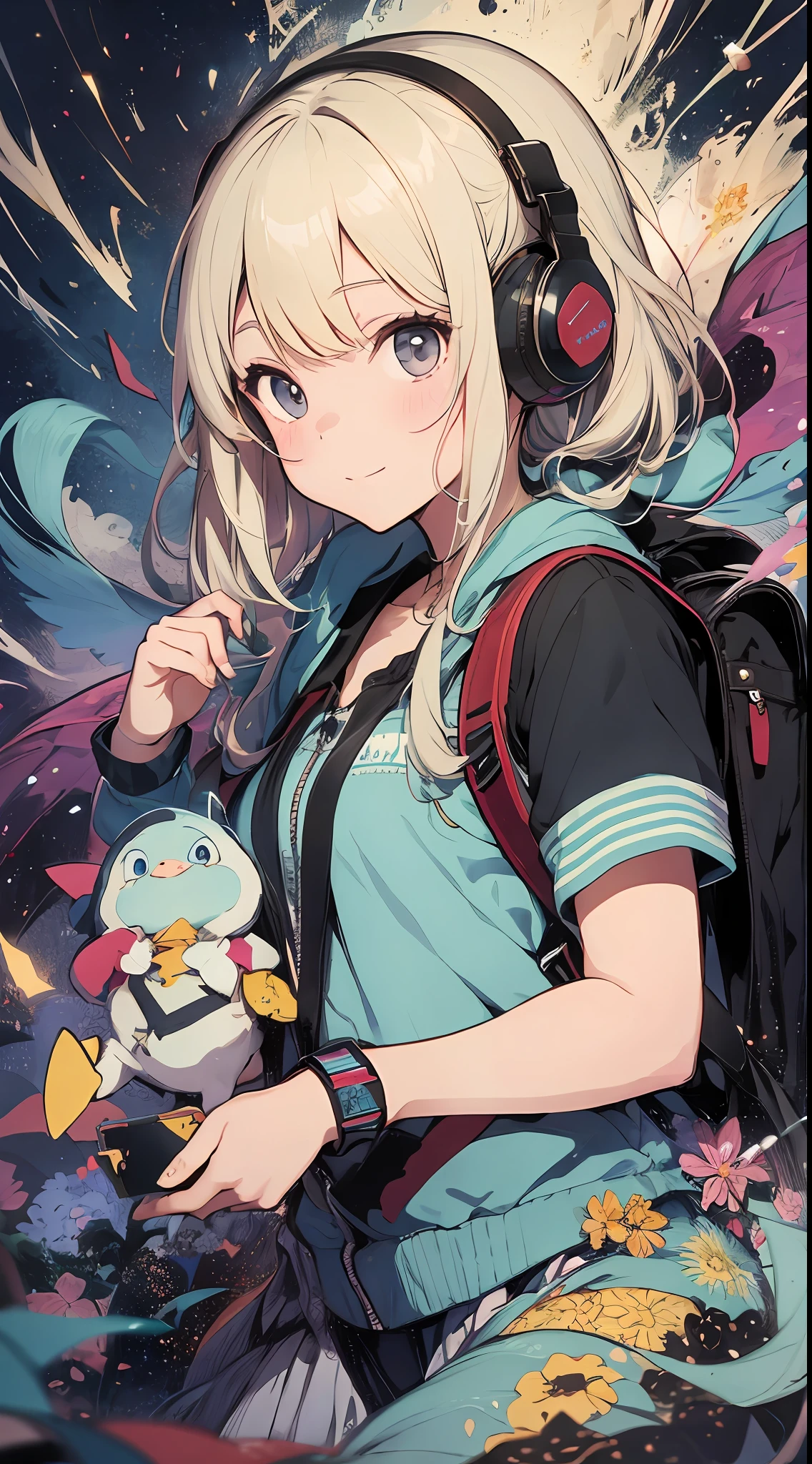 She created an amazing image of a girl who dreams of flying in the sky with her pet dragon. The images have a colorful and whimsical atmosphere, And the girl and the dragon look very happy and free. The image has、There are also details that indicate the character and hobbies of the girl, Her headphones and more, Her backpack, and her sketchbook. The image impressed the judges and readers with its originality and creativity.