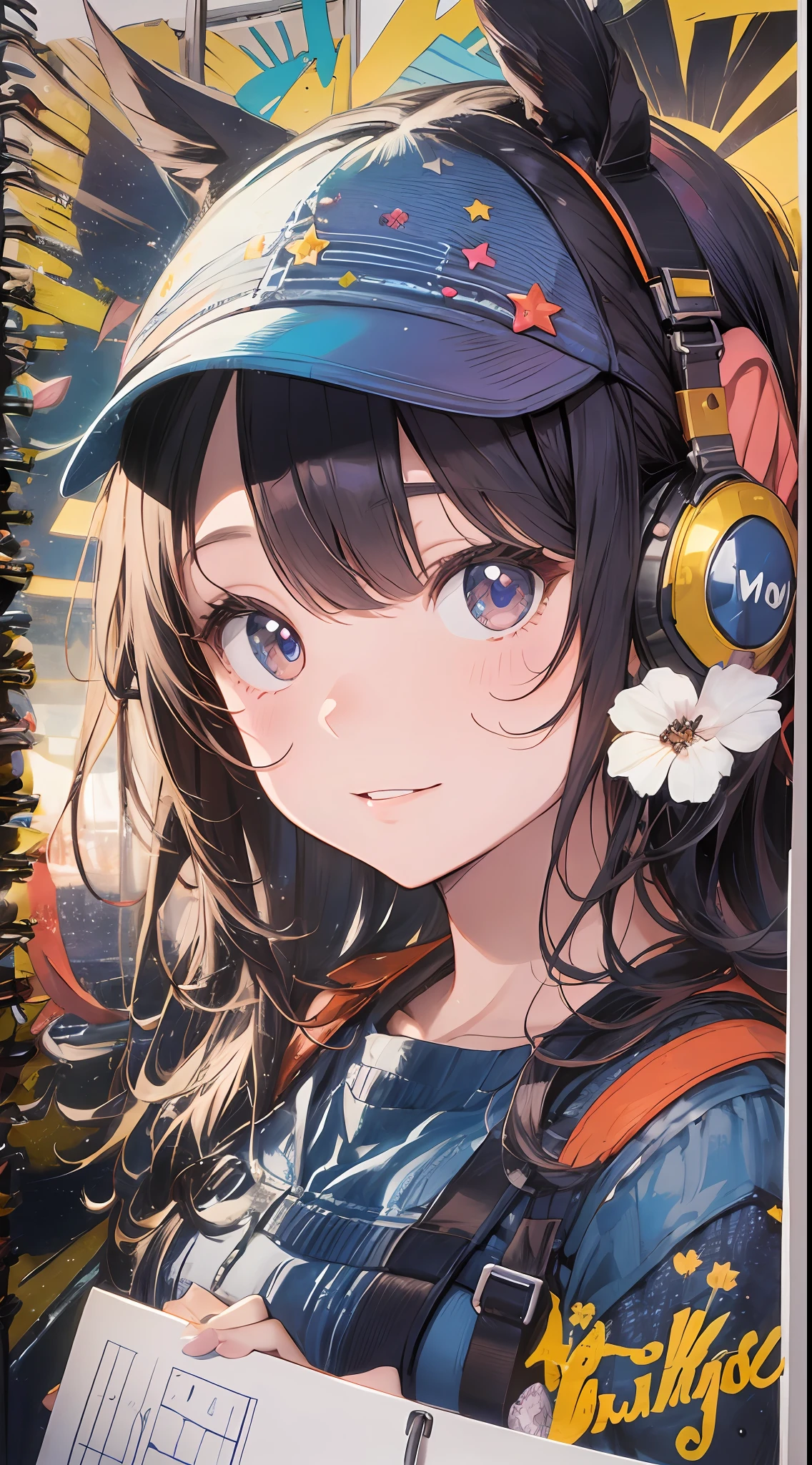 She created an amazing image of a girl who dreams of flying in the sky with her pet dragon. The images have a colorful and whimsical atmosphere, And the girl and the dragon look very happy and free. The image has、There are also details that indicate the character and hobbies of the girl, Her headphones and more, Her backpack, and her sketchbook. The image impressed the judges and readers with its originality and creativity.