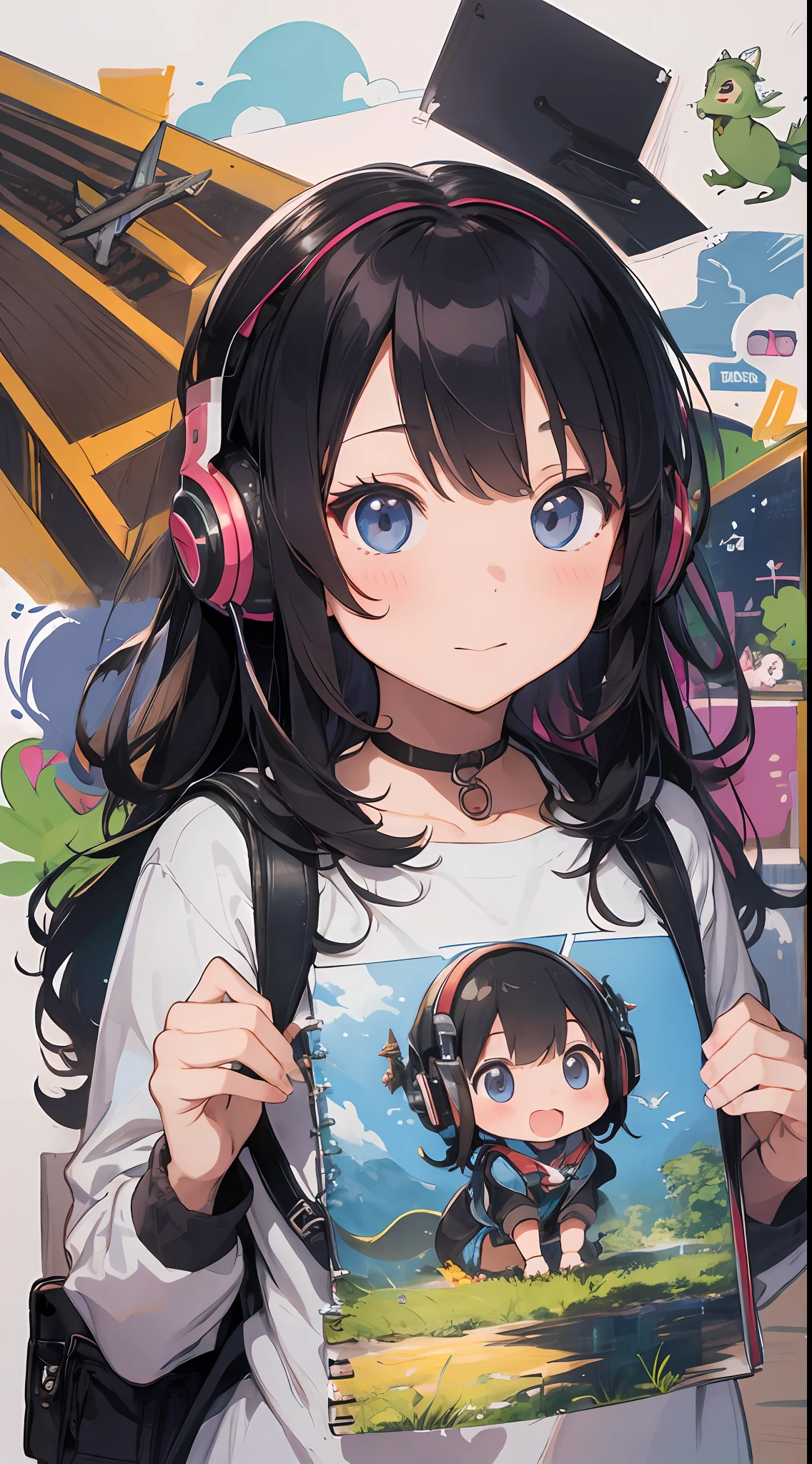 She created an amazing image of a girl who dreams of flying in the sky with her pet dragon. The images have a colorful and whimsical atmosphere, And the girl and the dragon look very happy and free. The image has、There are also details that indicate the character and hobbies of the girl, Her headphones and more, Her backpack, and her sketchbook. The image impressed the judges and readers with its originality and creativity.