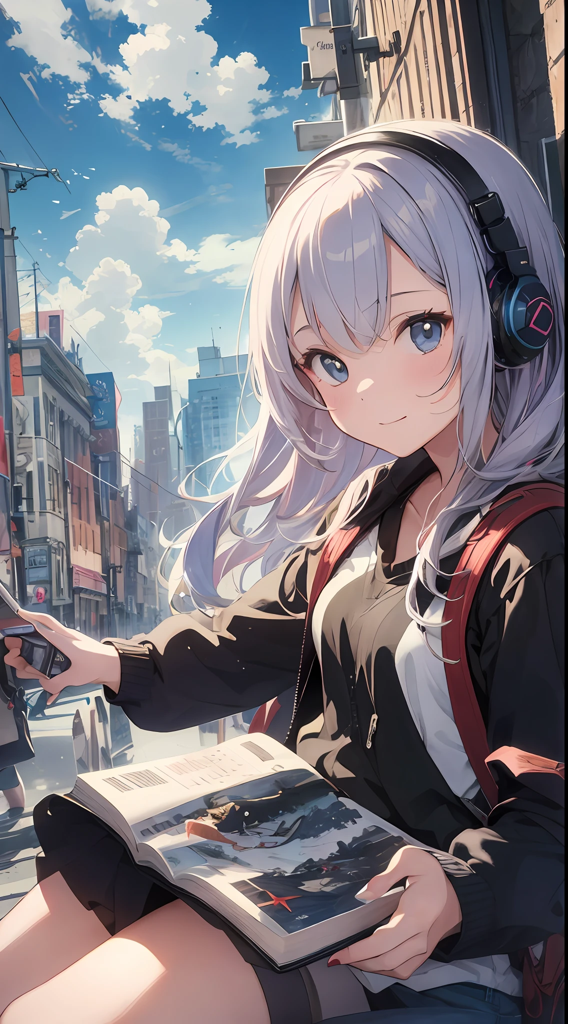 She created an amazing image of a girl who dreams of flying in the sky with her pet dragon. The images have a colorful and whimsical atmosphere, And the girl and the dragon look very happy and free. The image has、There are also details that indicate the character and hobbies of the girl, Her headphones and more, Her backpack, and her sketchbook. The image impressed the judges and readers with its originality and creativity.