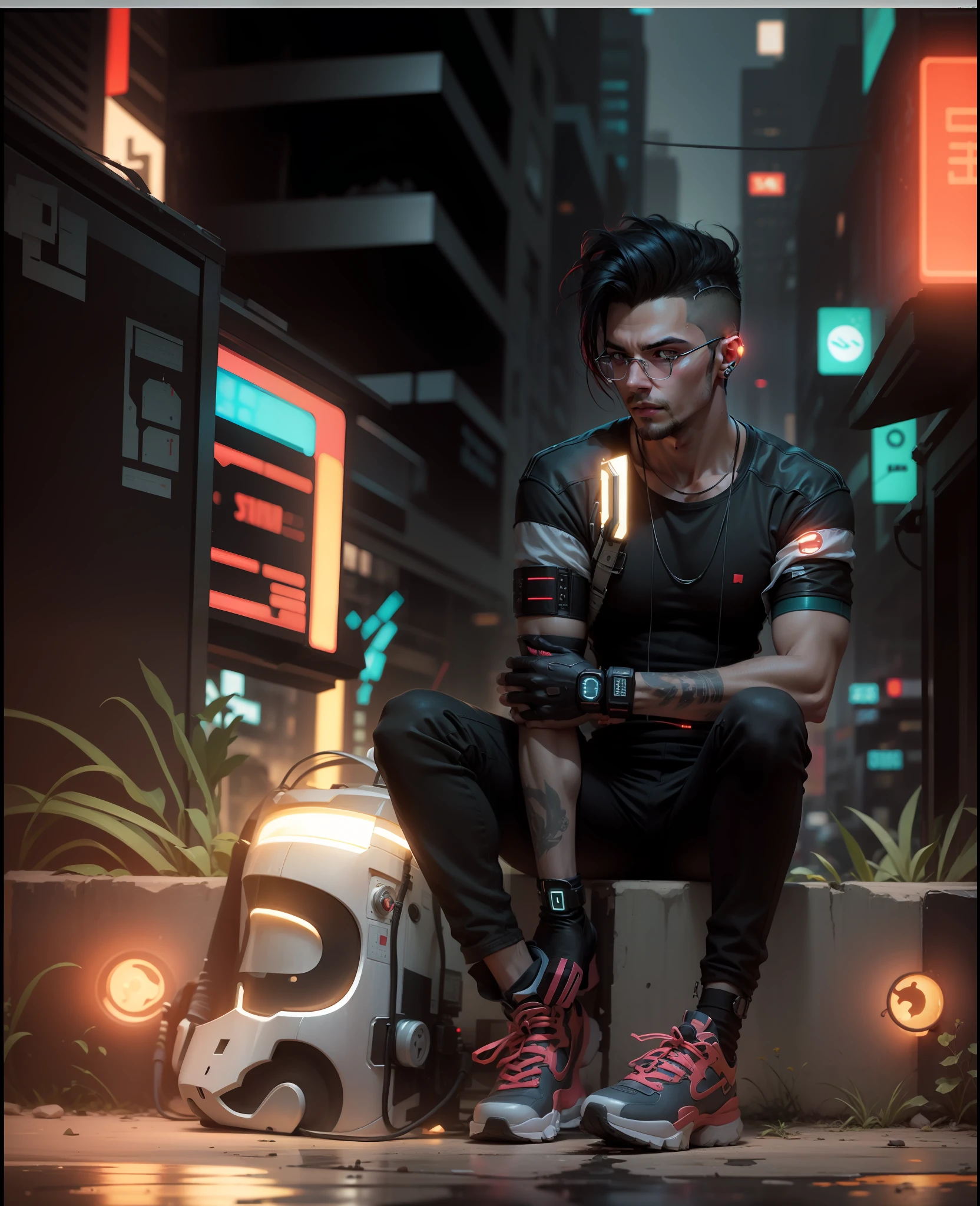 Change background cyberpunk handsome