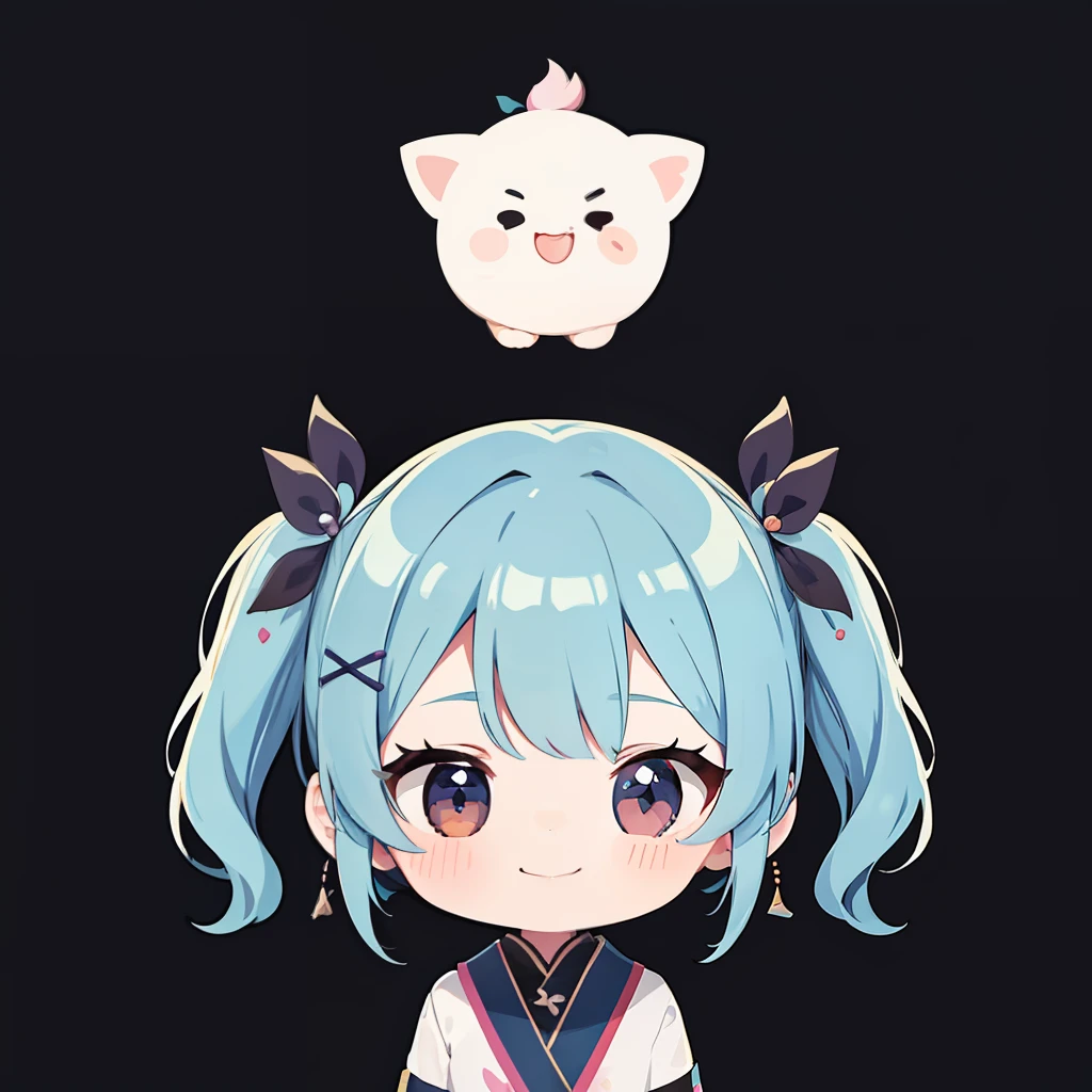 超A high resolution, nffsw, Best aesthetic, Best Quality, masutepiece, Flat Avatar, Perfect litthing、(colourfull、vivd colour: 1.4)、outside of house、a couple,Both have iridescent hair, They are in love and shy.Girl with shining eyes with cotton candy, A smile, hair adornments, Chibi, simple background, blue hairs, 耳环, X Hair Ornament, jewely, side locks, large oval eyes,Flat Avatar, A smile, head shot, simple background, A dark-haired,