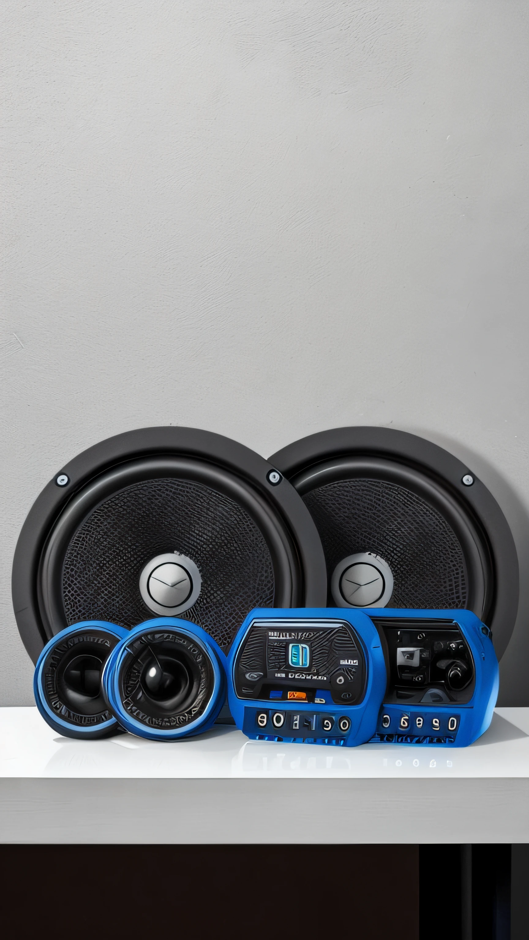 Close-up of a pair of speakers,There is a speaker in the middle, speakers, , Stage speakers, audio equipments, HD", flex, Hi-fi, digital art h 9 6 0, Full car, Slr, kit, good music, Product photo, Car, Car, Many speakers, 4k - n 6, 6k, 4 ), audiophile