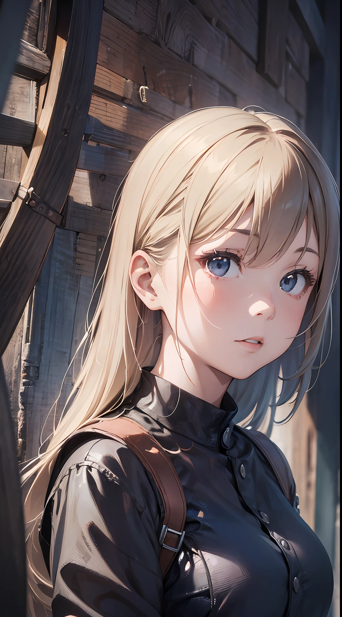 Portrait of a girl painted in a surreal style。full bodyesbian、High quality, detail, Depth and 3D effects。Worthy of 16k wallpapers。The texture of the material changes.、Realistic expression.。Something like official art。