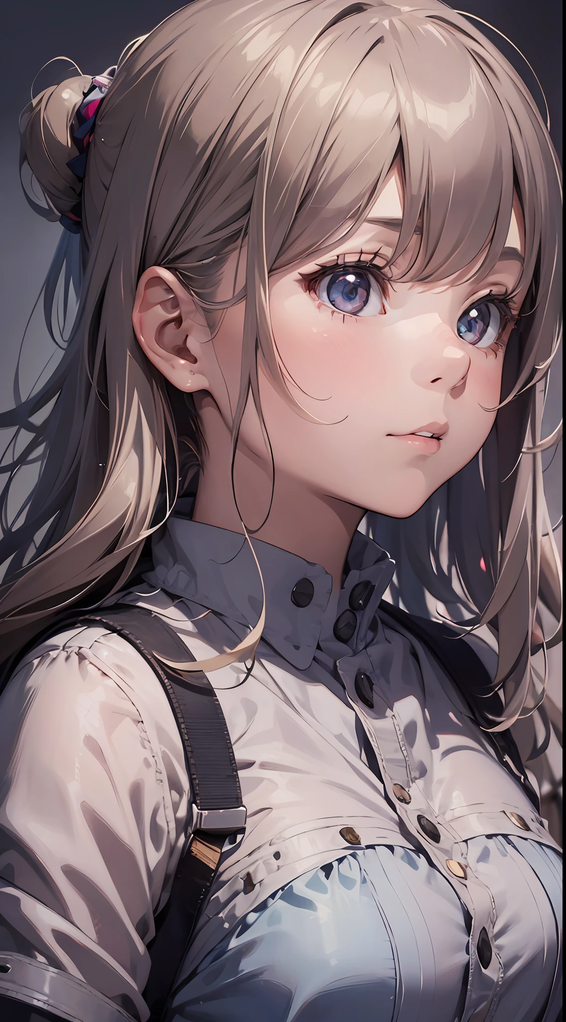 a portrait of a girl in a hyper-realistic style, with high quality, detail, depth, and 3D effect, suitable for a 16k wallpaper, with varied and realistic textures of materials, like an official art