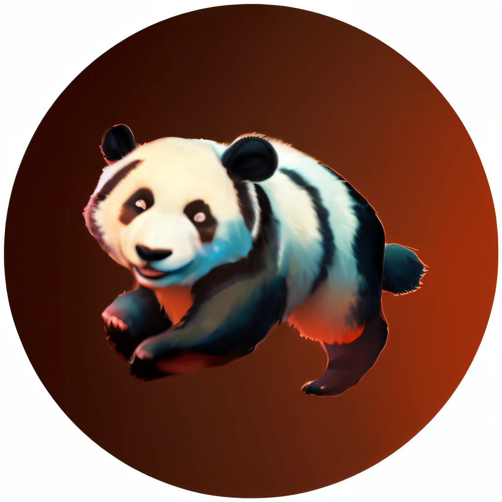 Cute cartoon panda running close-up,Running panda,Panda bear with black and white fur and brown background, Panda, panda panda panda, cartoony, Cute panda