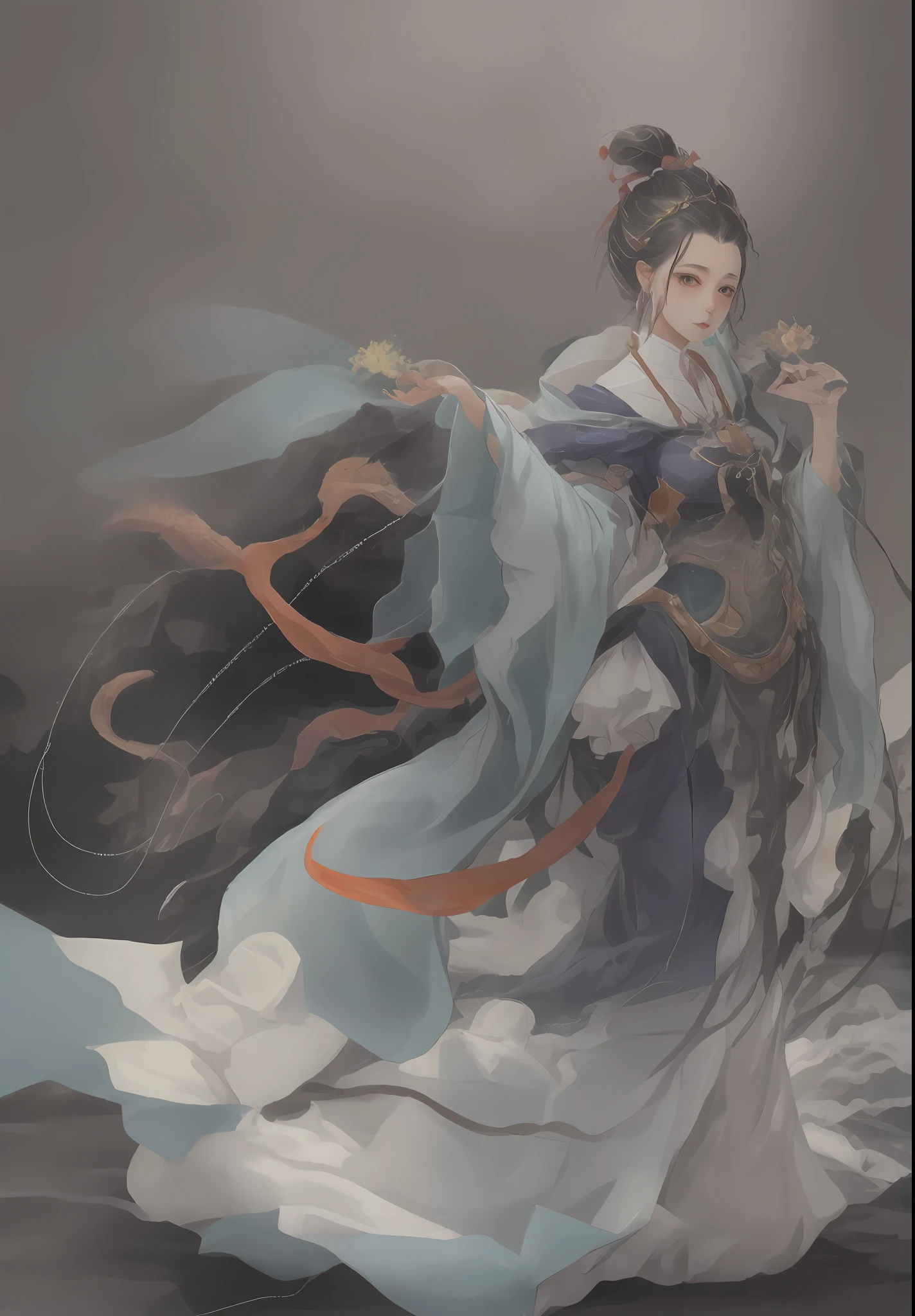 An ancient Chinese beauty、dignified temperament、Long flowing skirt、Clear face、beautidful eyes、Surrounded by purple myrtle flowers、masterpiece、ultra-detailliert、Magnificent composition、Super HD、hightquality、top-quality、32k 、Princess Seoritsu、Sirius B、purifying --v 6