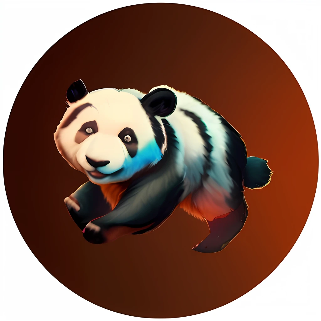 Cute cartoon panda running close-up，Running panda，Panda bear with black and white fur and brown background, Panda, panda panda panda, Cartoony，  Cute panda，Two-dimensional cartoons
