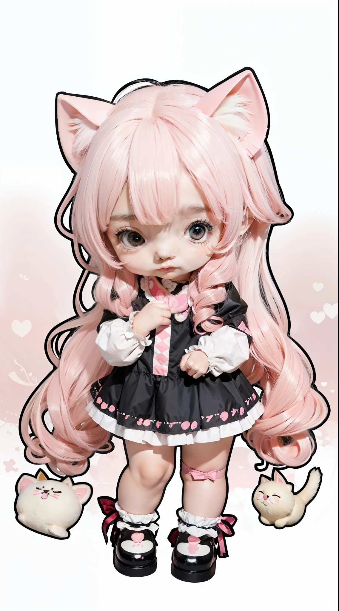 Anime girl with pink hair and cat ears holding teddy bear, small curvaceous , cute anime catgirl, Chibi anime girl, Cute anime girl, lovely art style, Cute anime, small lolil, chibi girl, anime chibi, anime visual of a cute girl, Kawaii chibi, Pisif, Cute!! tchibi!!! cat woman