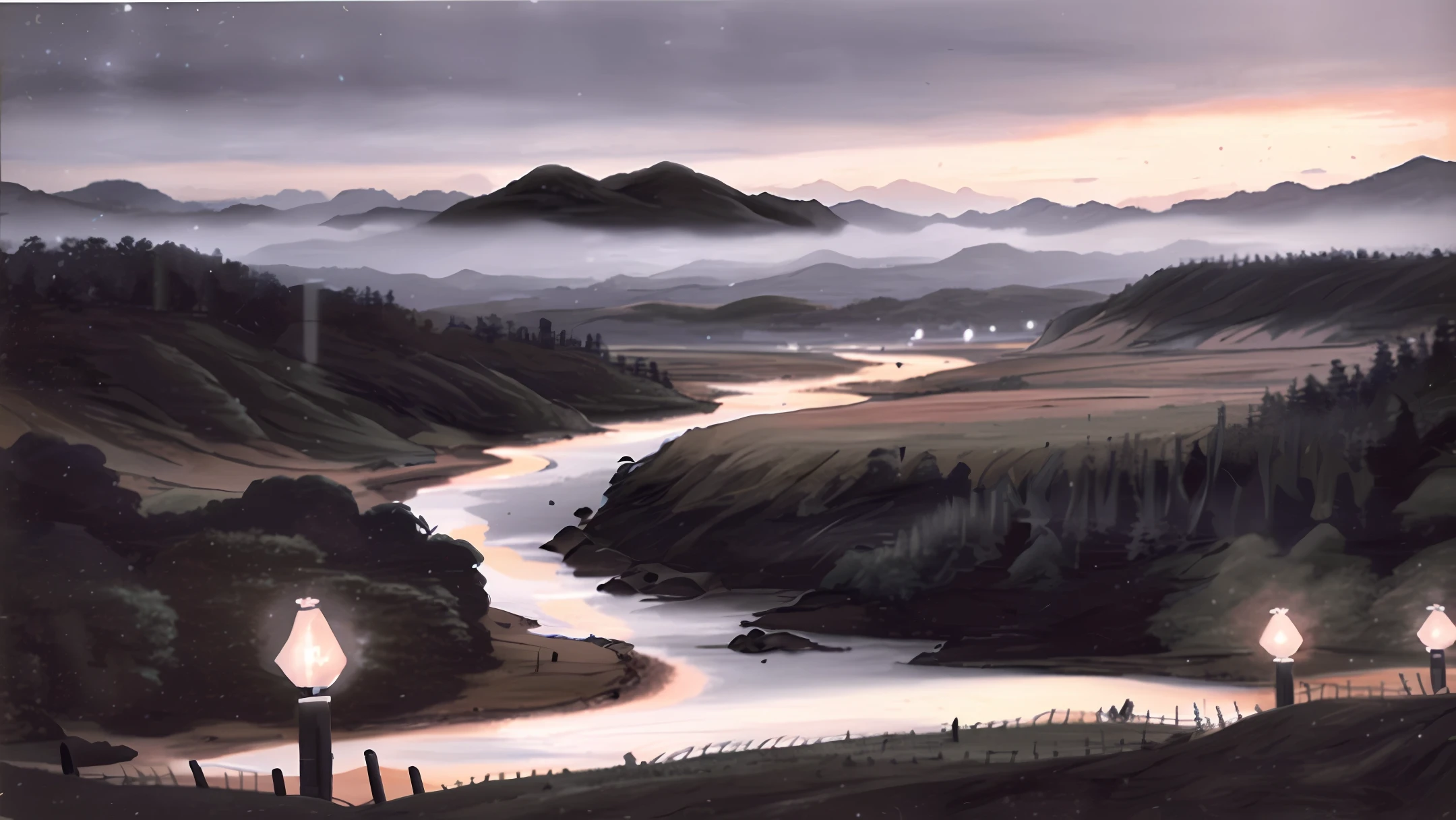 ghostlights　夏天　landscapes　illustratio