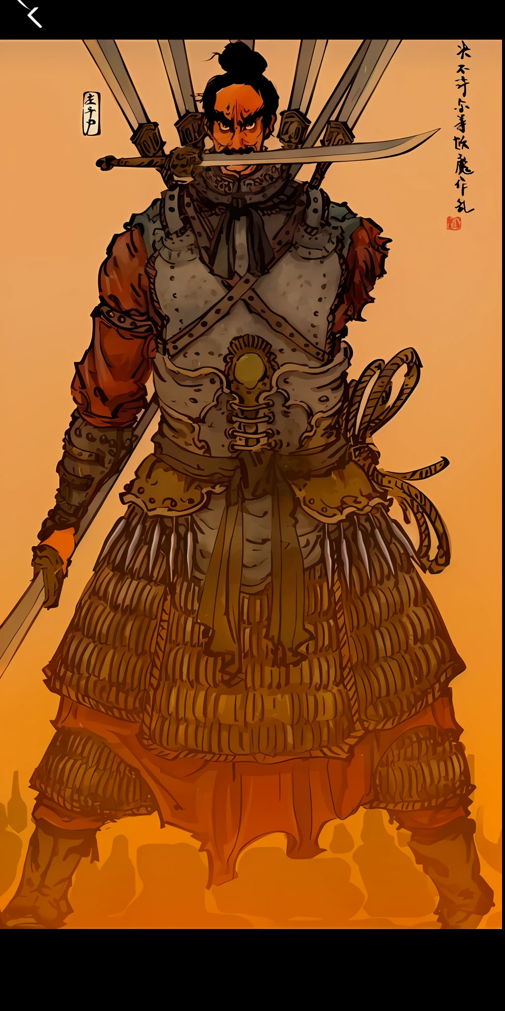 A close-up of a man in a samurai costume holding two swords, inspired by Kanō Hōgai, detailed full-body concept, north adult female warrior, clothed in ancient battle armor, detailed woodcut armor, woman samurai, kurdish samurai, concept art of a warrior, full body concept, samurai chains ink undead, warrior costume, full-body wuxia