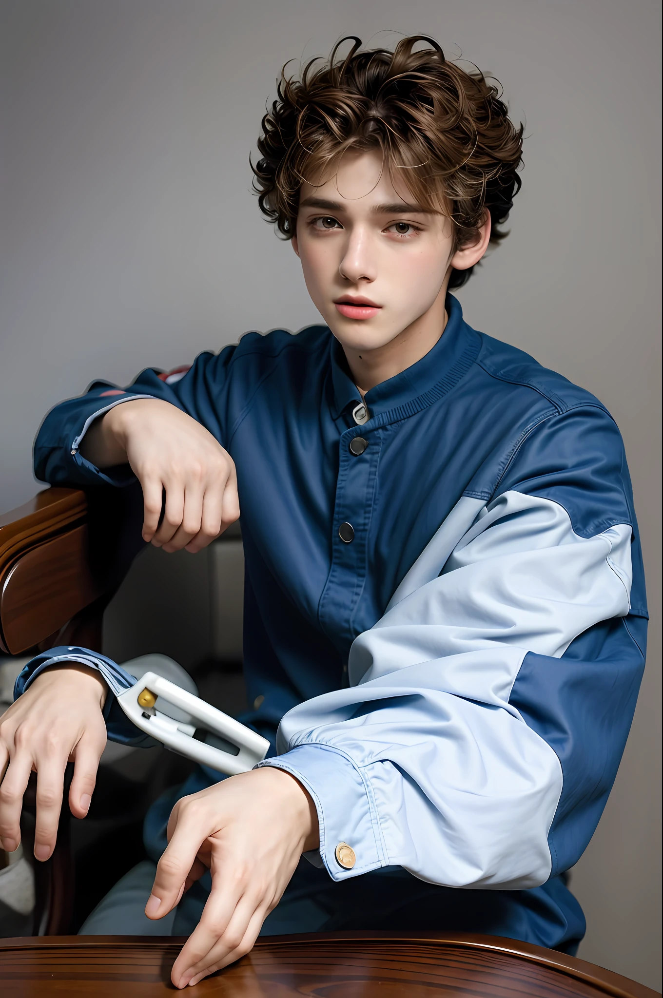 (tmasterpiece:1.3),(best qualtiy:1.2),8k,hoang lap,(The is very detailed:1.3),supreme,(1boys:1.2),sportrait, ,The shirt,short detailed hair,curlies,