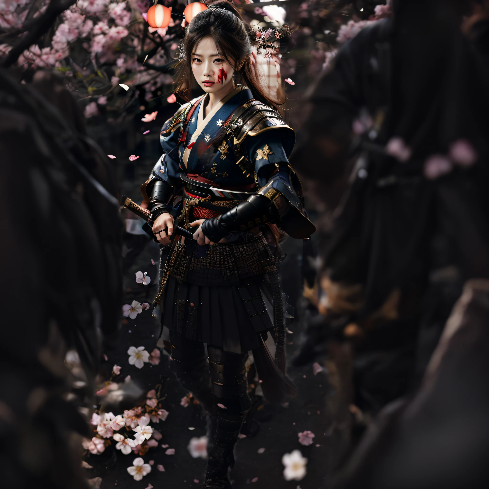 Katana diagonally inserted into the ground Japanese sword Japanese style real realistic clear