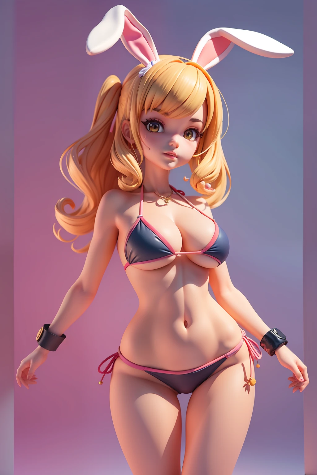 Bunny girl bikini, 3D selection,cartoonish style,Disney,Kizi, blender, High quality, 8K,MagazineCover,solid color backdrop