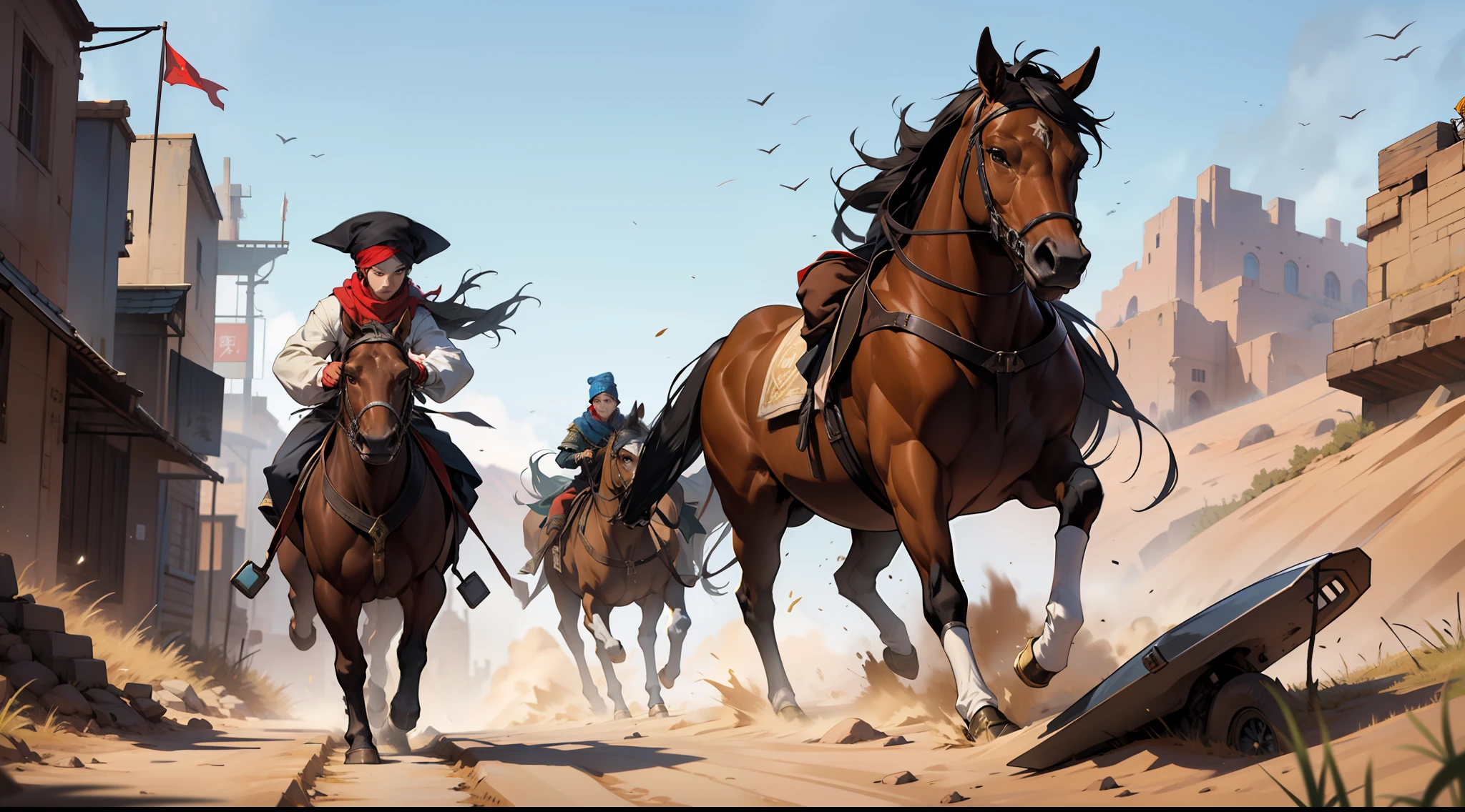 West Liang Iron Ride、Yellow Turban Lux、Overlord Iron Ride、Beggar Army,The iron horse swept through the desert,The war horse came in the wind,Heroic and fearless,Mighty anomalous,dust kicked up,Reign。