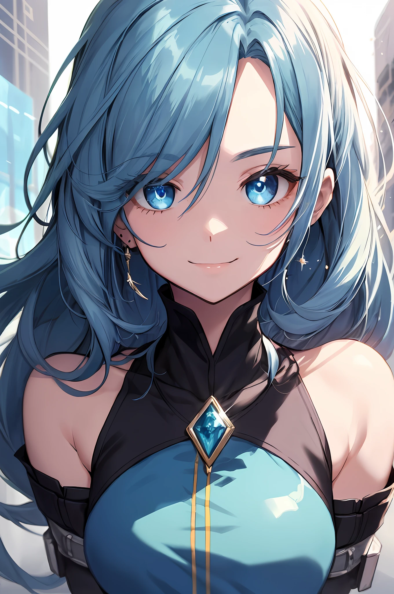 Slightly fat,Cute and playful,One side unit hair completely covers the eyes,Gemstones generally have blue eyes,Eyes sparkle,ssmile,ultra cute
