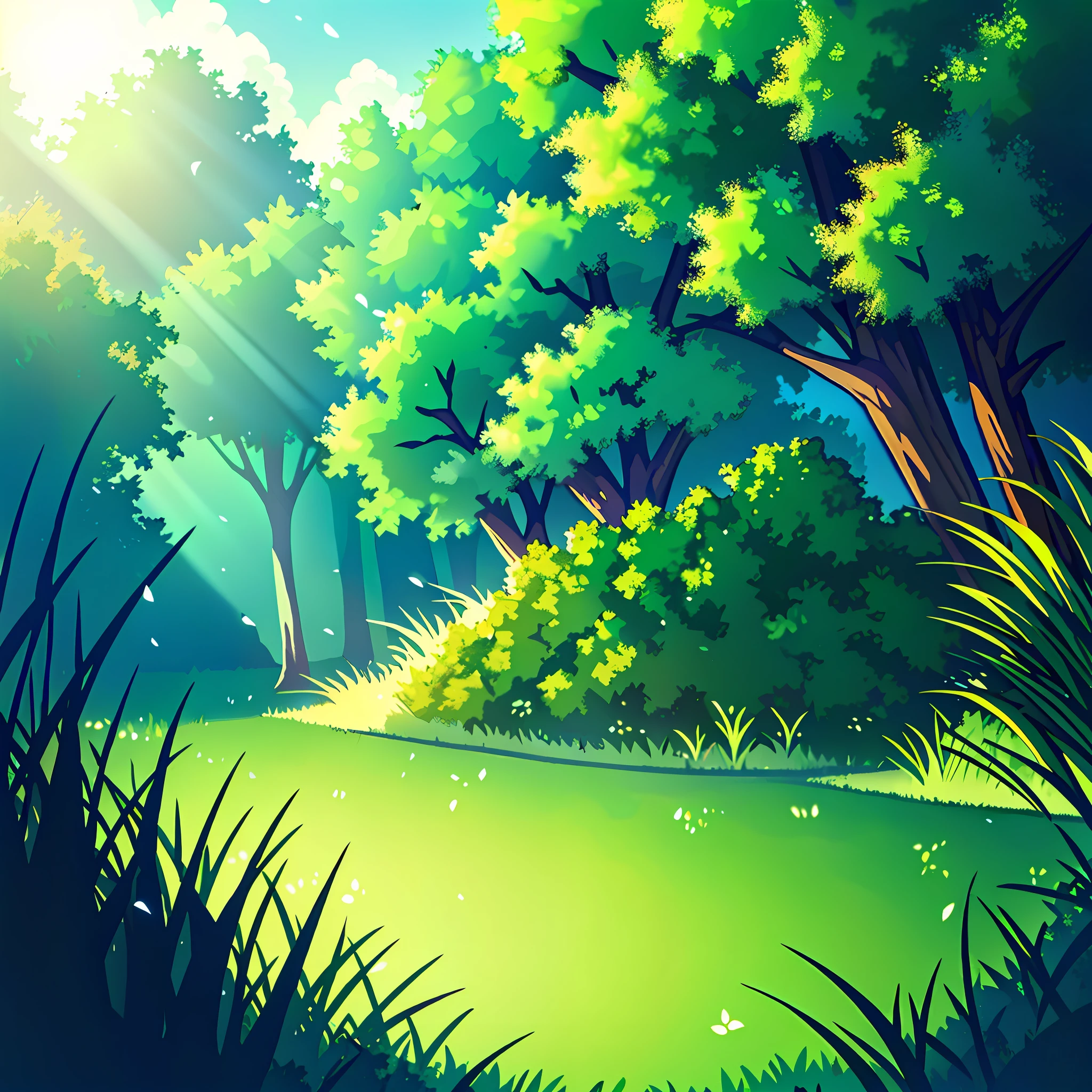 illustration of a green forest with grass and trees, forest clearing landscape, lush forest landscape, at lush forest background, background artwork, forest landscape, fantasy forest landscape, soft forest background, bright forest, background art, meadow in the forest, sunny park background, fantasy forest background, magical forest background, fantasy forest landscape at day, detailed forest background, lush green deep forest
