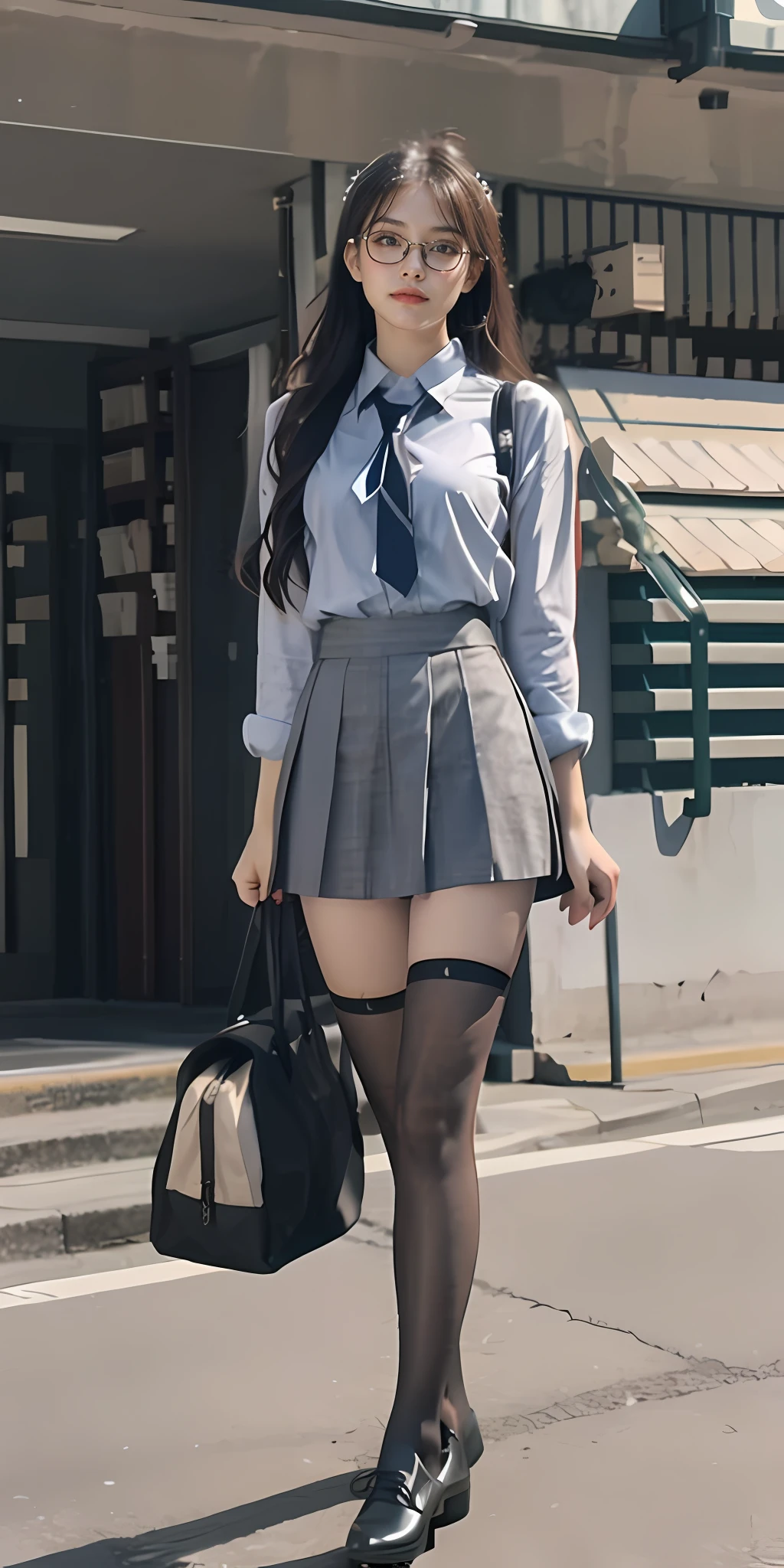 beautifulface，Eye sizes are consistent，Exquisite facial features，wistful look，ssmile，Simple glasses