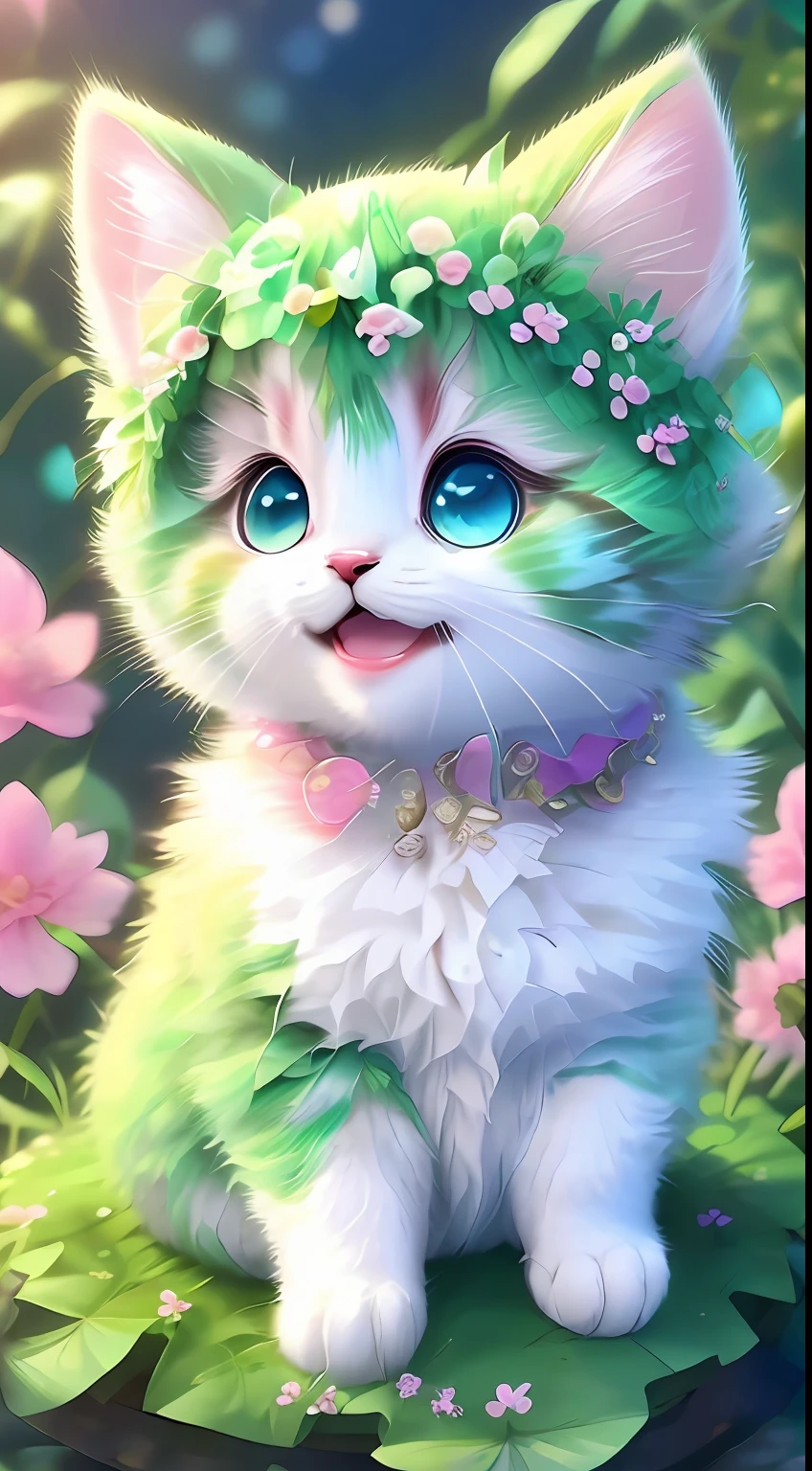 , Realistis, shaggy, (Kitten dressed), an cheeks, full bodyesbian, Non-human, ssmile, sparkle eyes, Minitary, Sit on a branch, lying down,In pink,Left!!!,Funny,Left Side,Look to the left