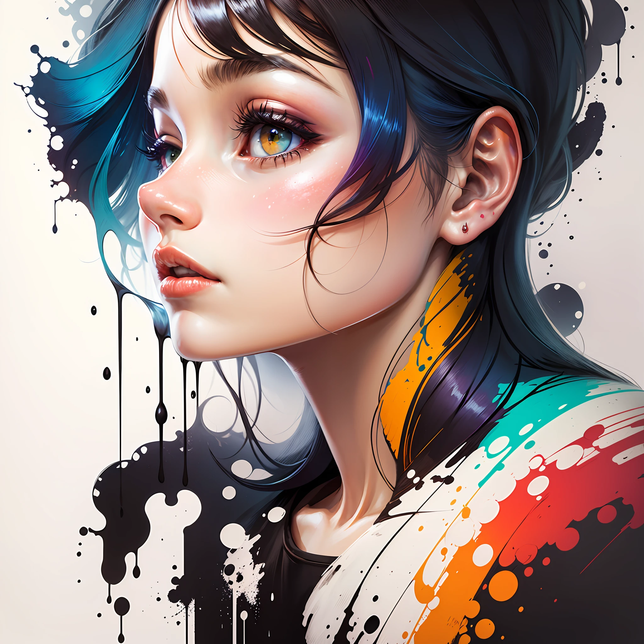 a painting by mse a woman by agnes cecile, luminous design, pastel colours, ink drips, autumn lights