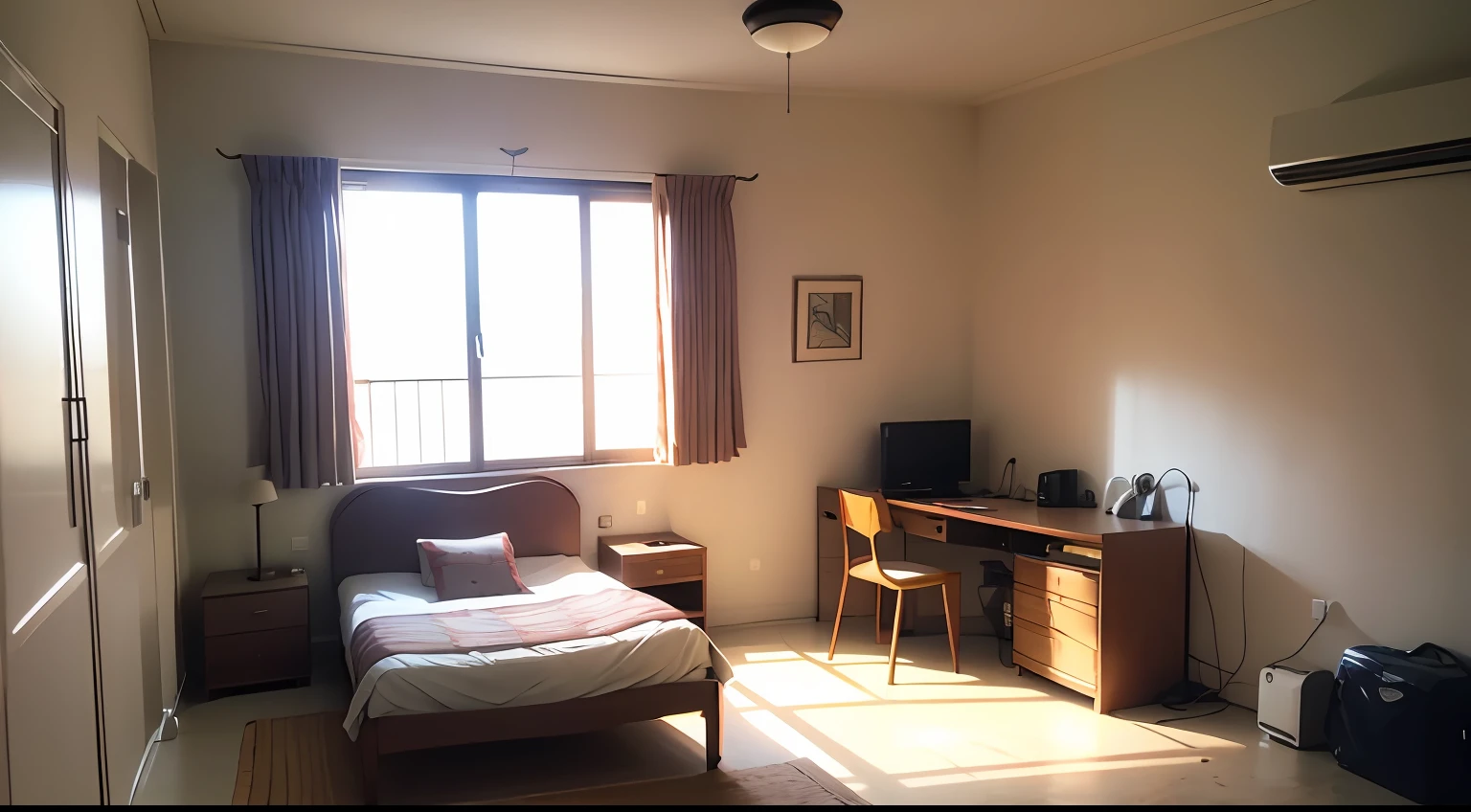 A room for a single person with plenty of morning sunlight --auto