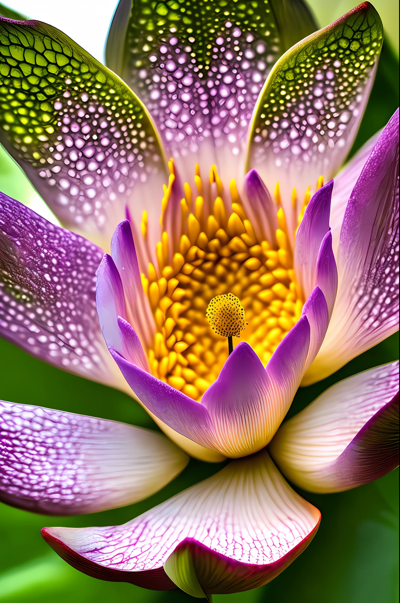 Inspired by Levon Biss's macro photography, create a detailed close-up of a lotus flower --auto --s2