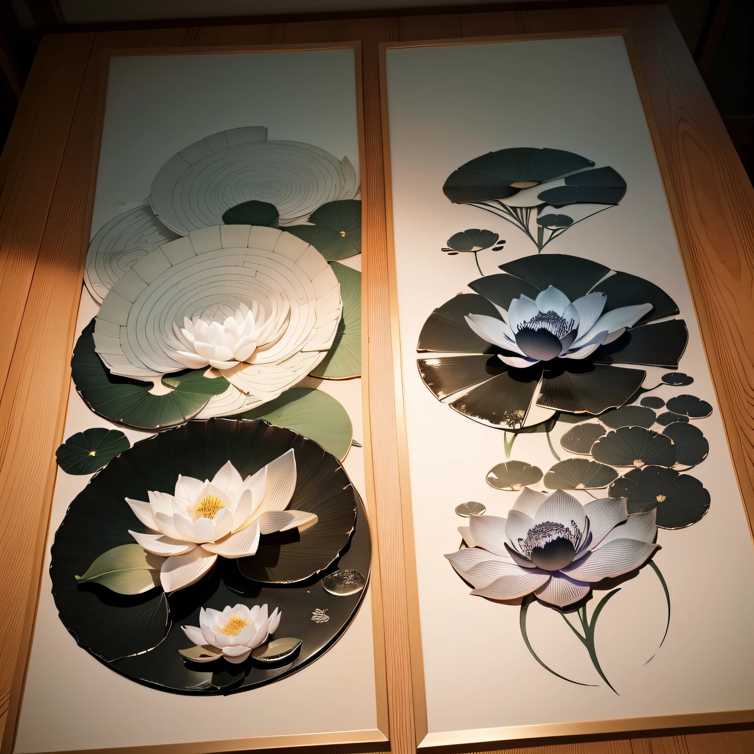Traditional Chinese painting,water ink,black in color,greys,A lotus flower,Two lotus leaves, --auto