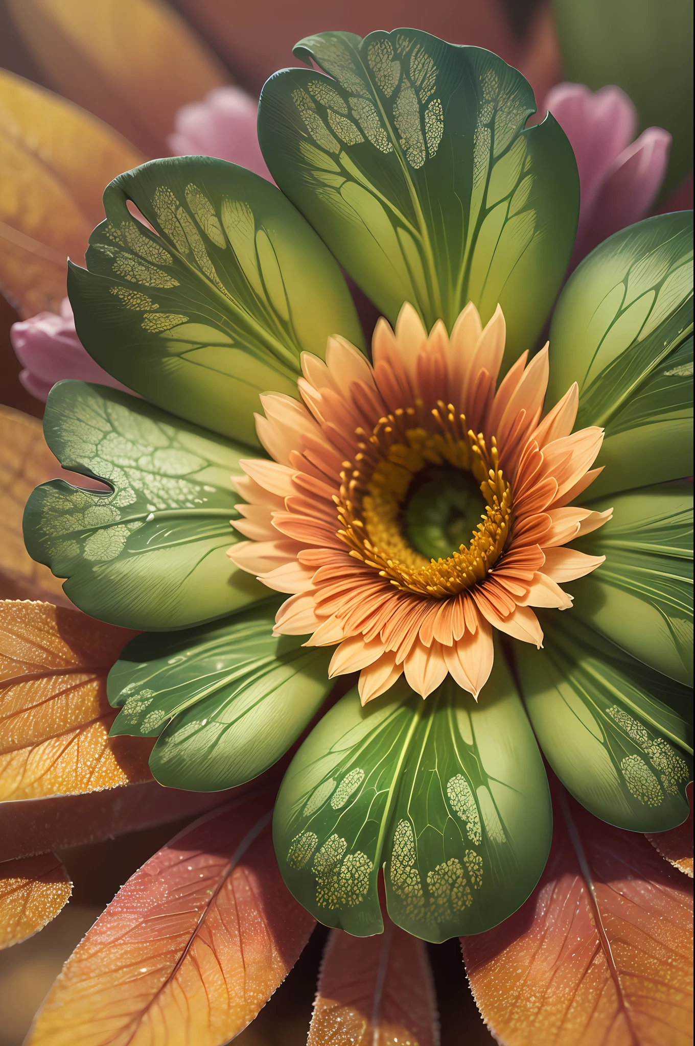 Inspired by Levon Biss's macro photography, create a detailed close-up of a rote flower --auto --s2