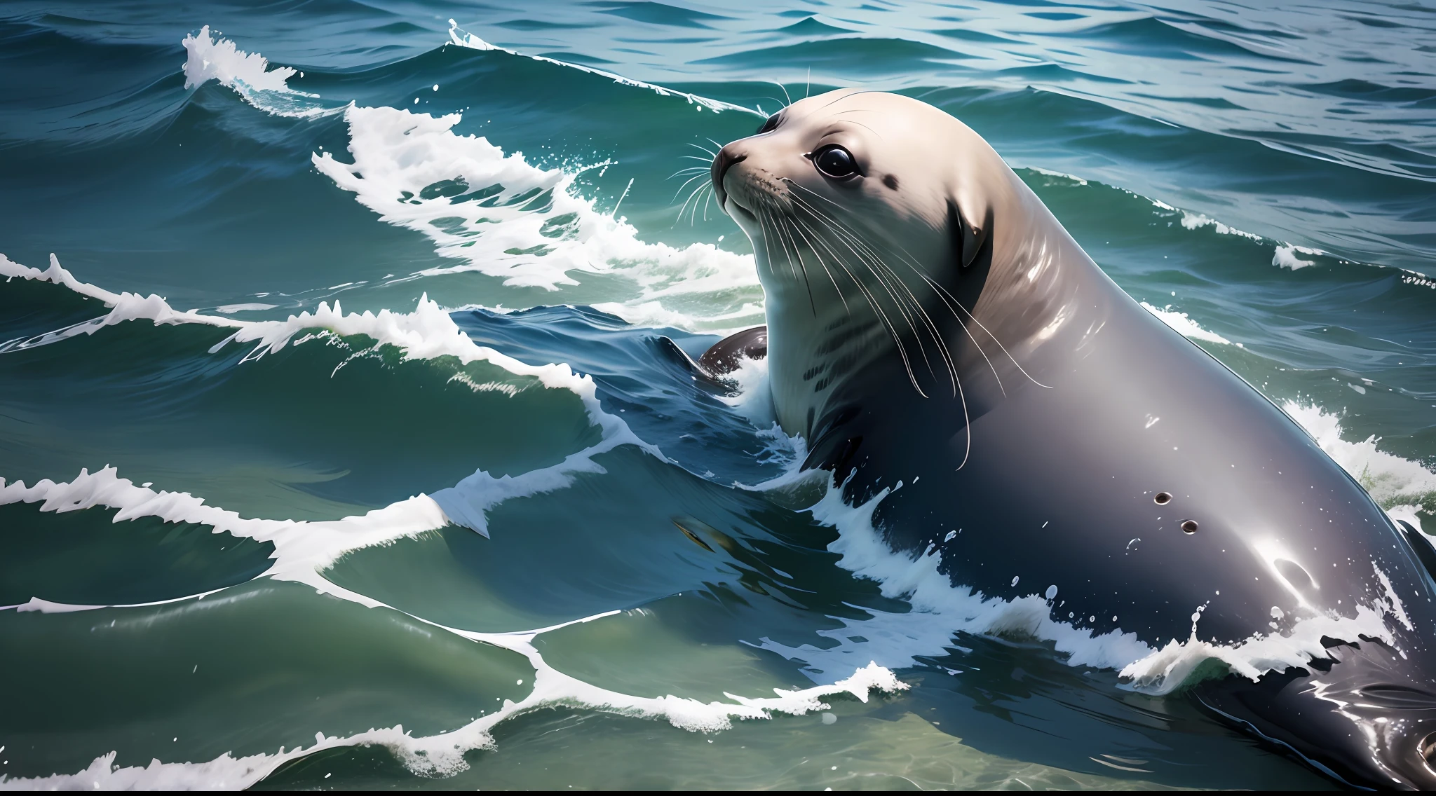 A seal swims happily in the ocean --auto