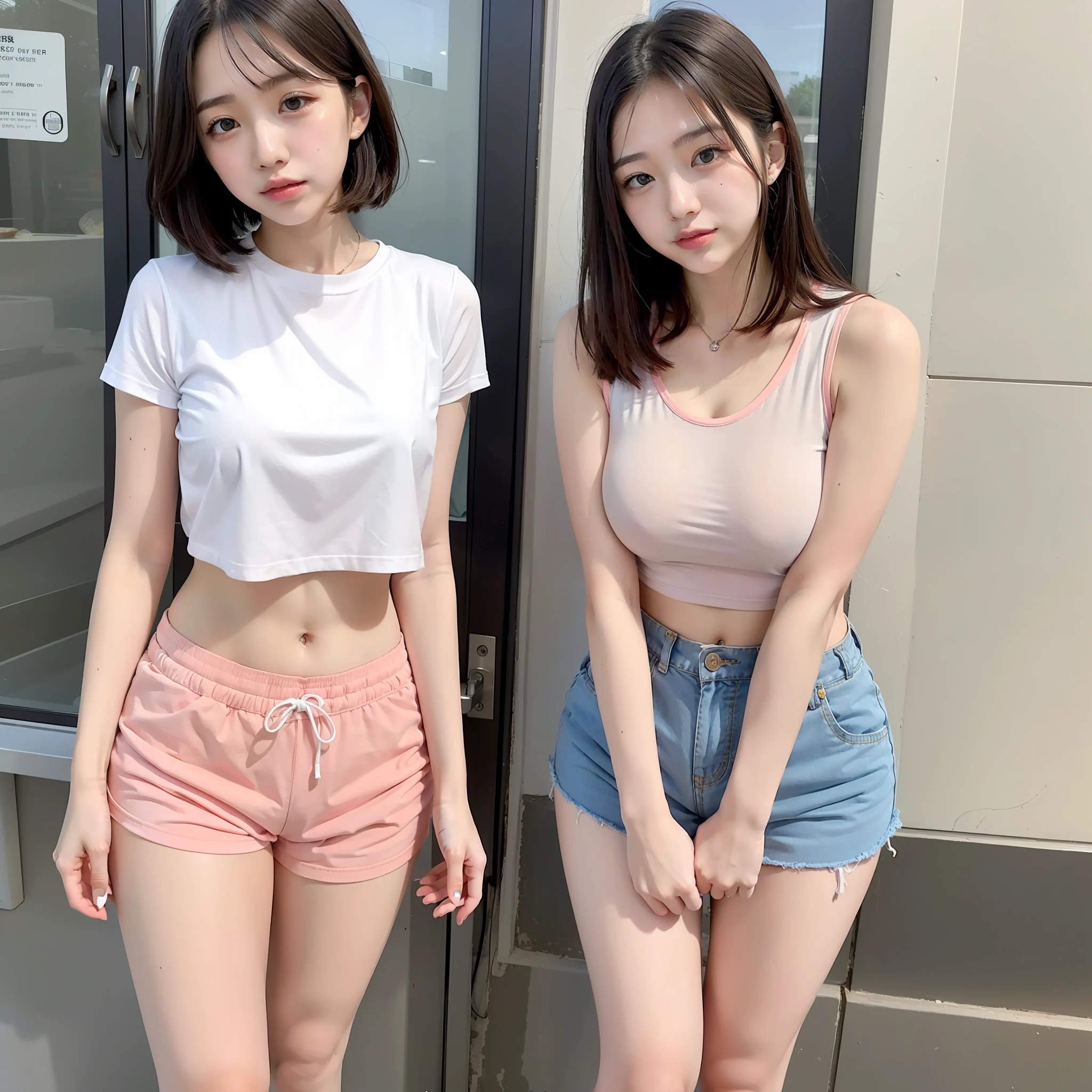 s girl Solo pure love short-cut shortpants all-fours Navel Ejection valley Muchimuchi Thin fabric Transparency