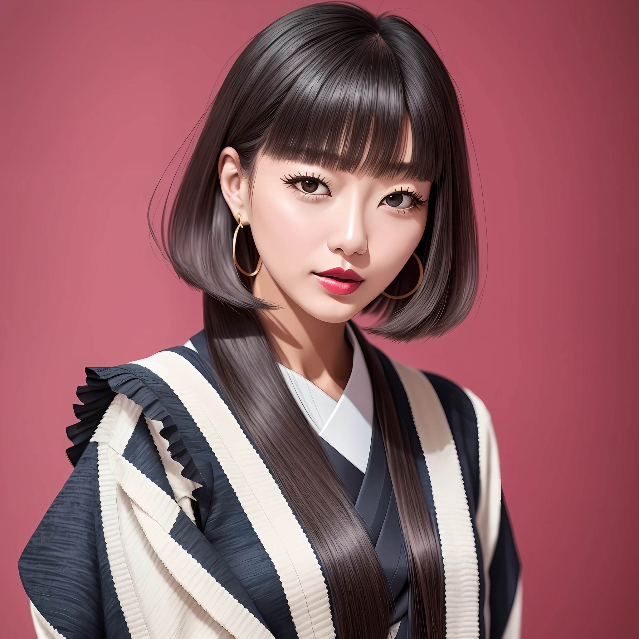 Showa Japan Women、top-quality、40 year old woman、40 year old beautiful adult woman、Raw skin、Raw foto、8K、Detailed image quality、(extremely delicate and beautiful:1.2) 1 female、the background is blurred、Black hair、With mouth closed、long-sleeve、watching at viewers、Soft hair、独奏、red-lips、Dress appropriately、shot from front、The atmosphere of women in the 1980s、Shooting from the front、Old Japan face、Japan in the 1980s、Hairstyles fashionable in the 1980s、Showa atmosphere、Women in the late Showa period、Short hair、Hairstyle flowing outward with a trowel、Hairstyle is layered style、Peeling the front、Front face、layers-Cut、Side hair flows towards the back、Single Eyes、