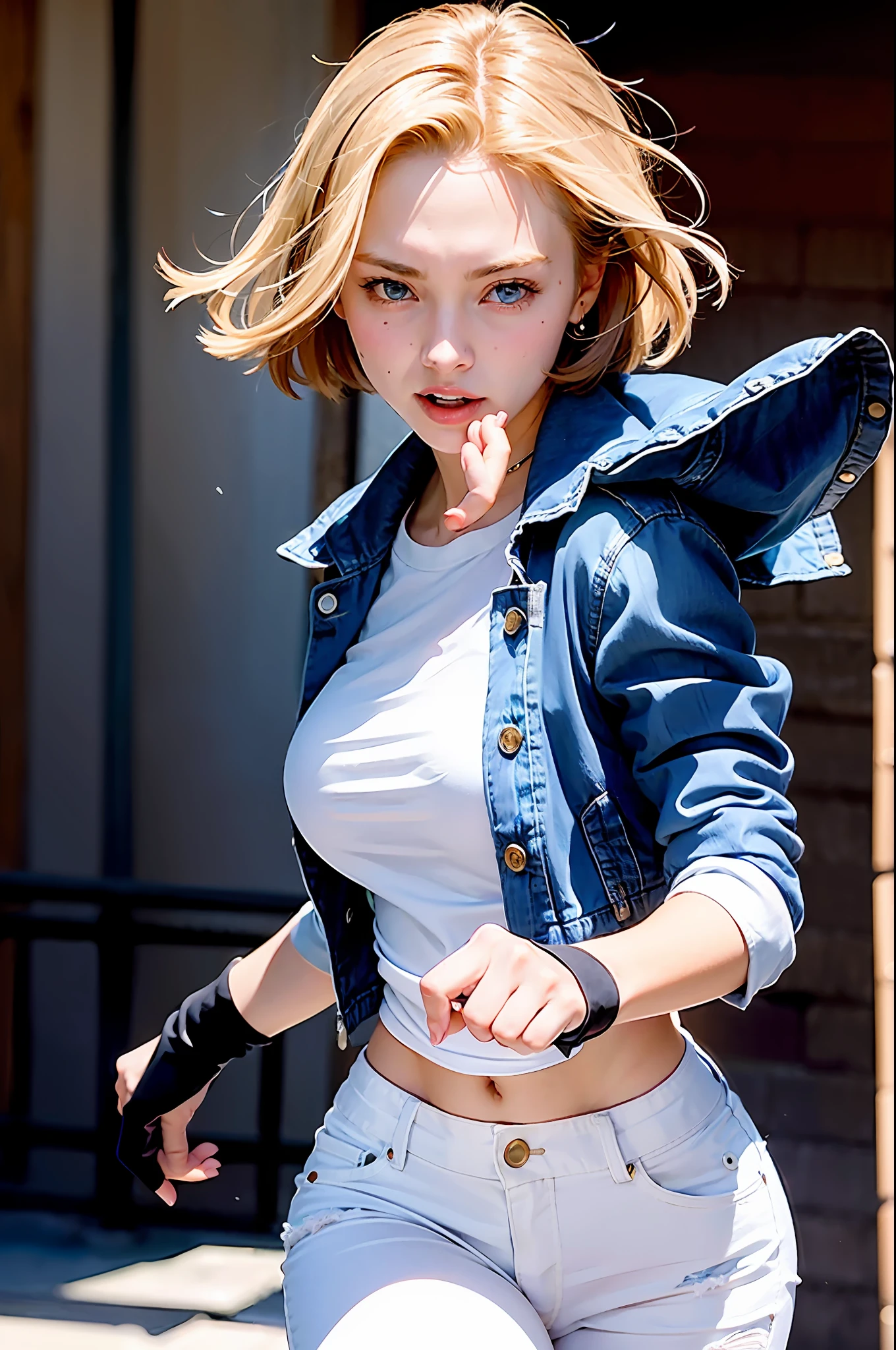 (((1 girl, cute, denim jacket, white top, jeans, Gloves, blond, short hair, bob hair, side parted hair, blue eyes))), (((blond hair))),
dynamic poses, manga style, depicting a group of characters in various action scenes, from intense battles to lighthearted moments, with dramatic speed lines and bold sound effects, capturing the excitement and energy of the story, Laser rays from the palm of hand, Attack forward with palm, yellowstone park, Grand Canyon,