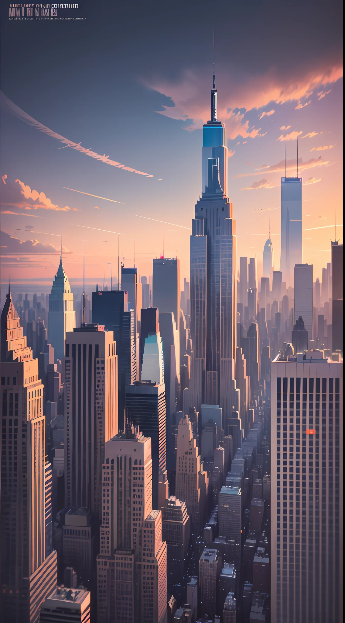 une tres belle vue de new york futuriste au petit matin ambiance jazz hip hop lofi poster haute qualite