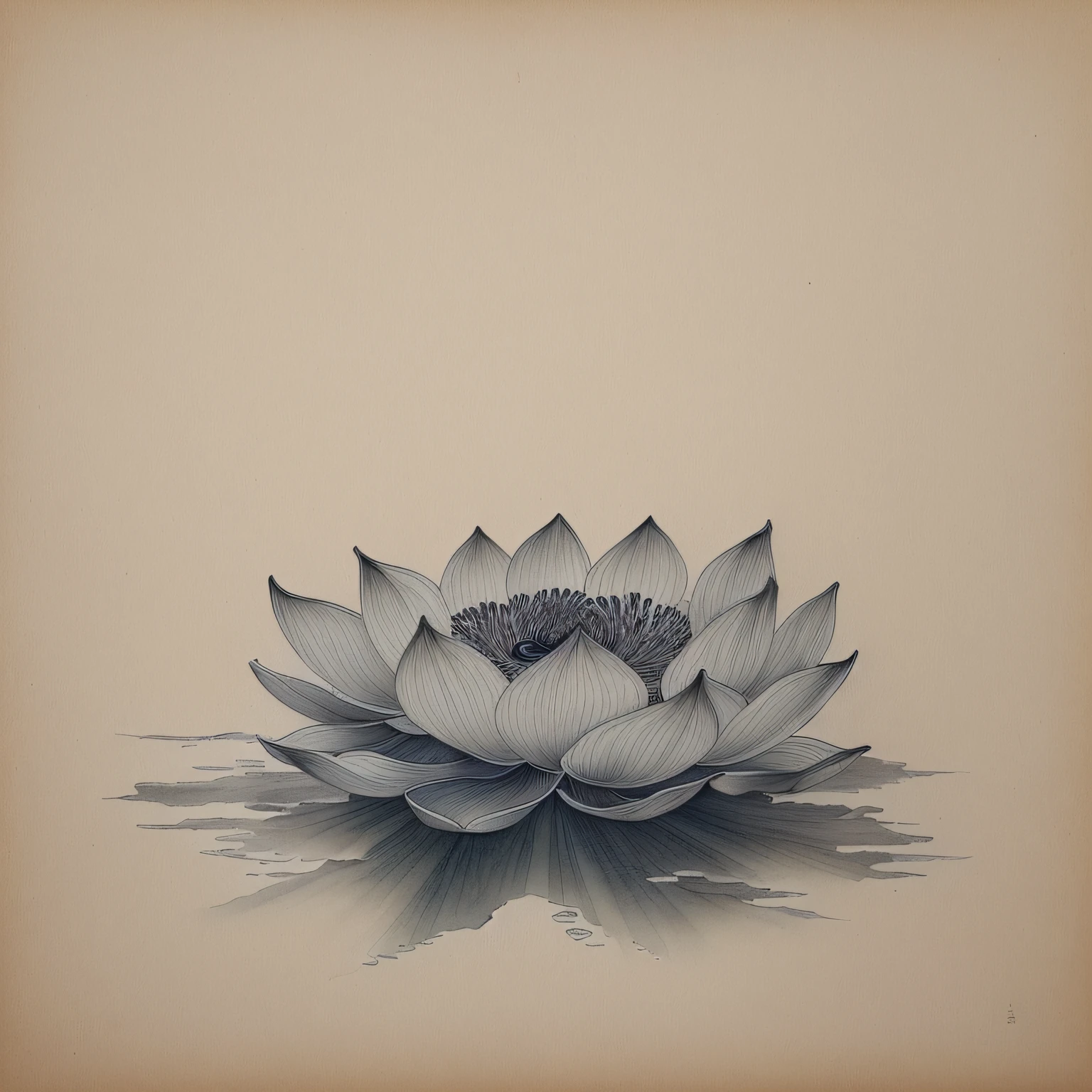 Traditional Chinese painting,water ink,black in color,greys,A lotus flower,Two lotus leaves, --auto