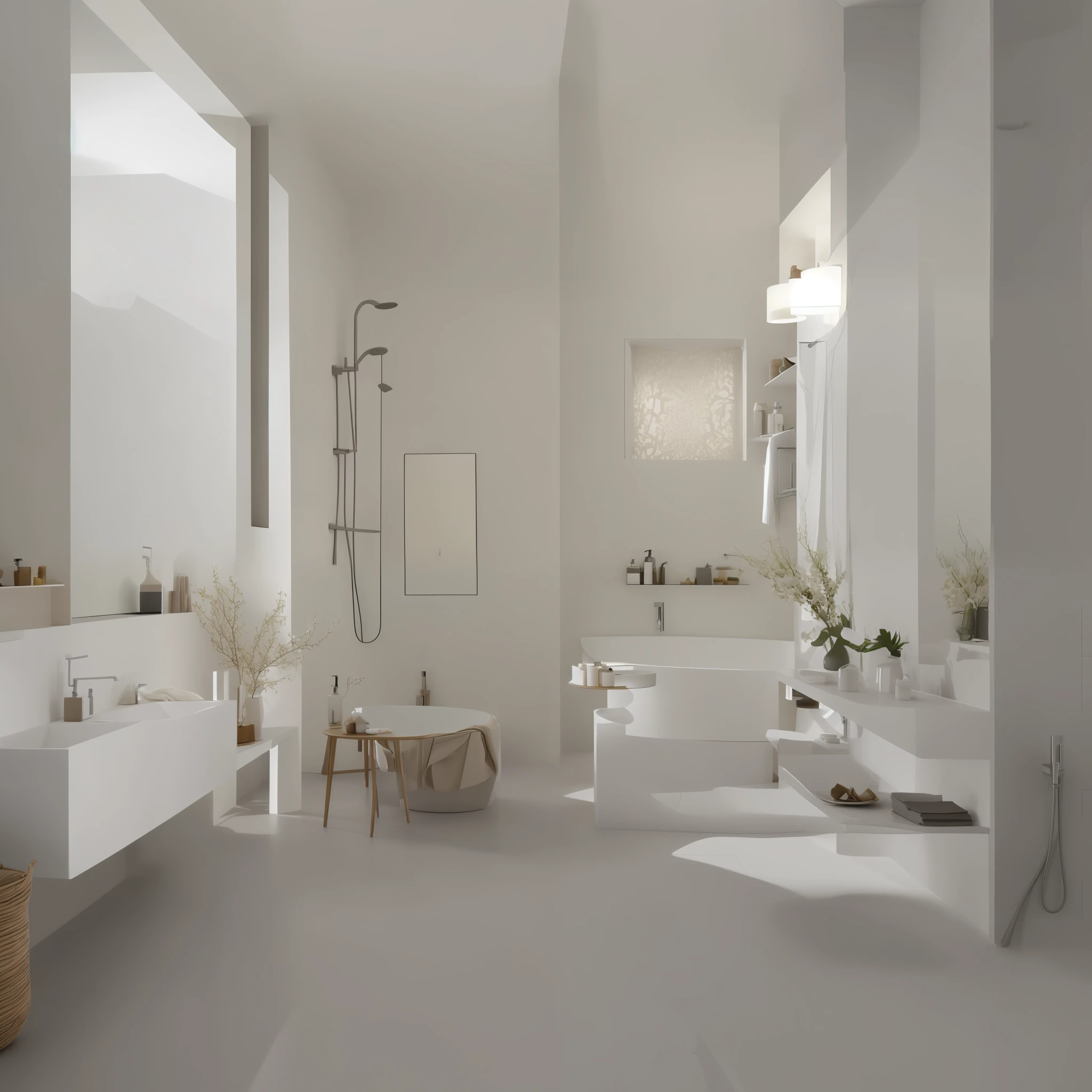Designing a high-luxury minimalist bathroom is a combination of sophisticated simplicity and high-quality materials. Here are some ideas to create a luxurious environment with a minimalist touch:
1. **Cores neutras e nobres**: Opte por cores neutras e elegantes, como branco, marfim, Cinza claro, bege ou tons de pedra. O minimalismo enfatiza a paz e a serenidade, while neutral colors give a touch of sophistication.
2. **High standard coatings**: Escolha revestimentos de alta qualidade, as marmore, pedra natural, Luxury porcelain tiles or coatings in subtle patterns. Smooth and polished surfaces reflect the elegance of minimalism.
3. **Elegant lighting**: Invest in elegantly designed light fixtures and soft lights to create a warm and relaxing atmosphere. Built-in light fixtures and LEDs can improve bathroom details.
4. **Modern furniture and accessories**: Opt for minimalist furniture and high-quality accessories. Pias, torneiras, Mirrors and towel racks with elegant and modern designs give a luxurious touch to the space.
5. **Banheira e chuveiro de luxo**: If space allows, A high-quality freestanding bathtub is an excellent addition to the luxurious bathroom. Para o chuveiro, Consider installing a spacious, cabine de vidro moderna.
6. **Armazenamento discreto**: Integre o armazenamento ao design, opting for built-in cabinets or wall cabinets with no visible handles to keep the look clean and unobstructed.
7. **elementos naturais**: Inclua elementos naturais, como plantas ou uma parede verde, to bring an organic touch to the luxurious and minimalist environment.
8. **Toques de luxo**: Detalhes luxuosos, como torneiras douradas, High quality bathroom accessories and soft towels, can raise the level of sophistication of the bathroom.
9. **Relaxation space**: If there is enough space, Consider creating a relaxation area with a small bench or comfortable armchair, onde os moradores possam relaxar.
